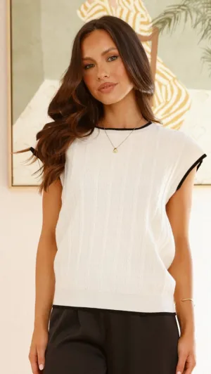 Adana Contrast Top - White / Black