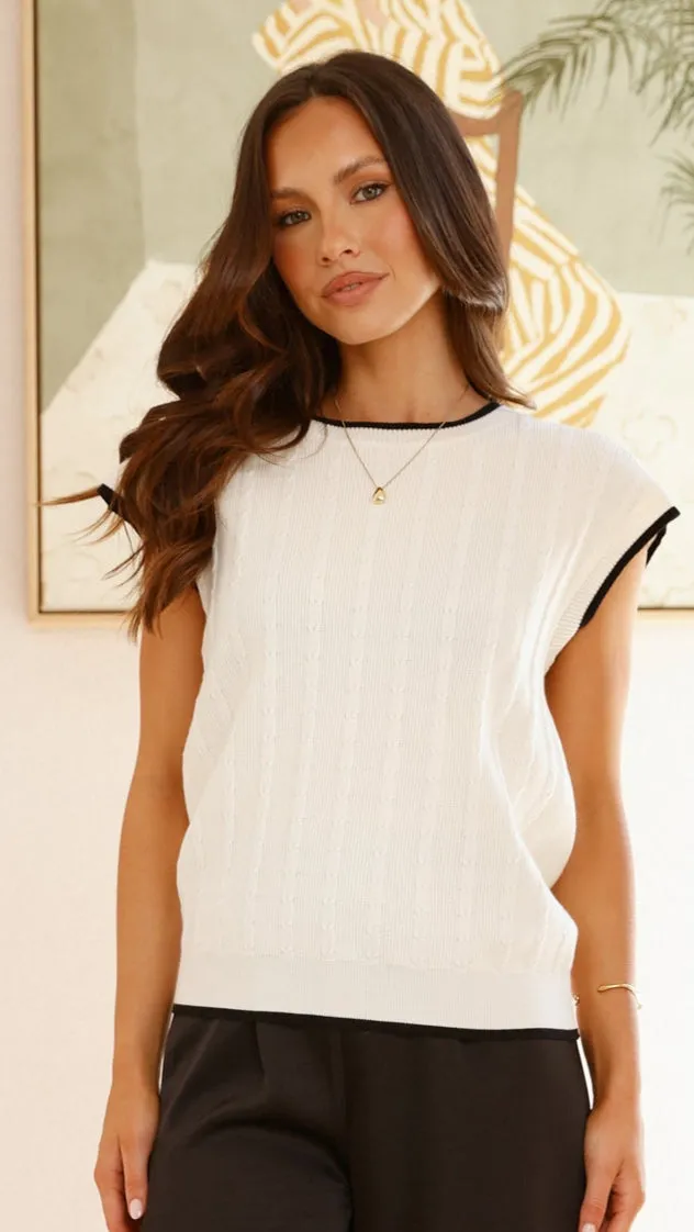 Adana Contrast Top - White / Black
