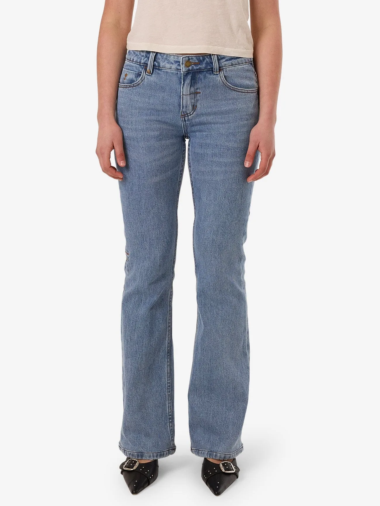 Alicia Low Rise Stretch Bootcut Jean - Vintage Stone Blue
