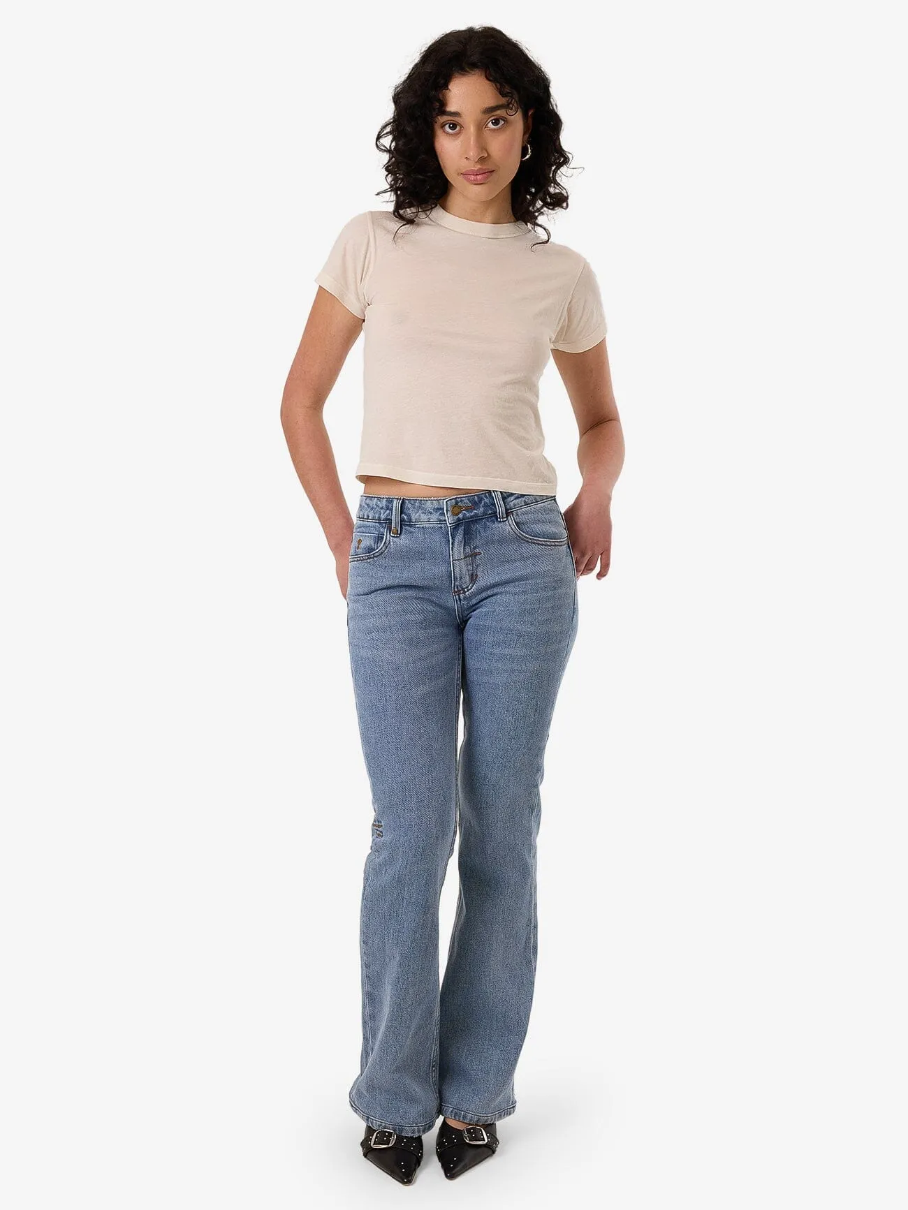 Alicia Low Rise Stretch Bootcut Jean - Vintage Stone Blue