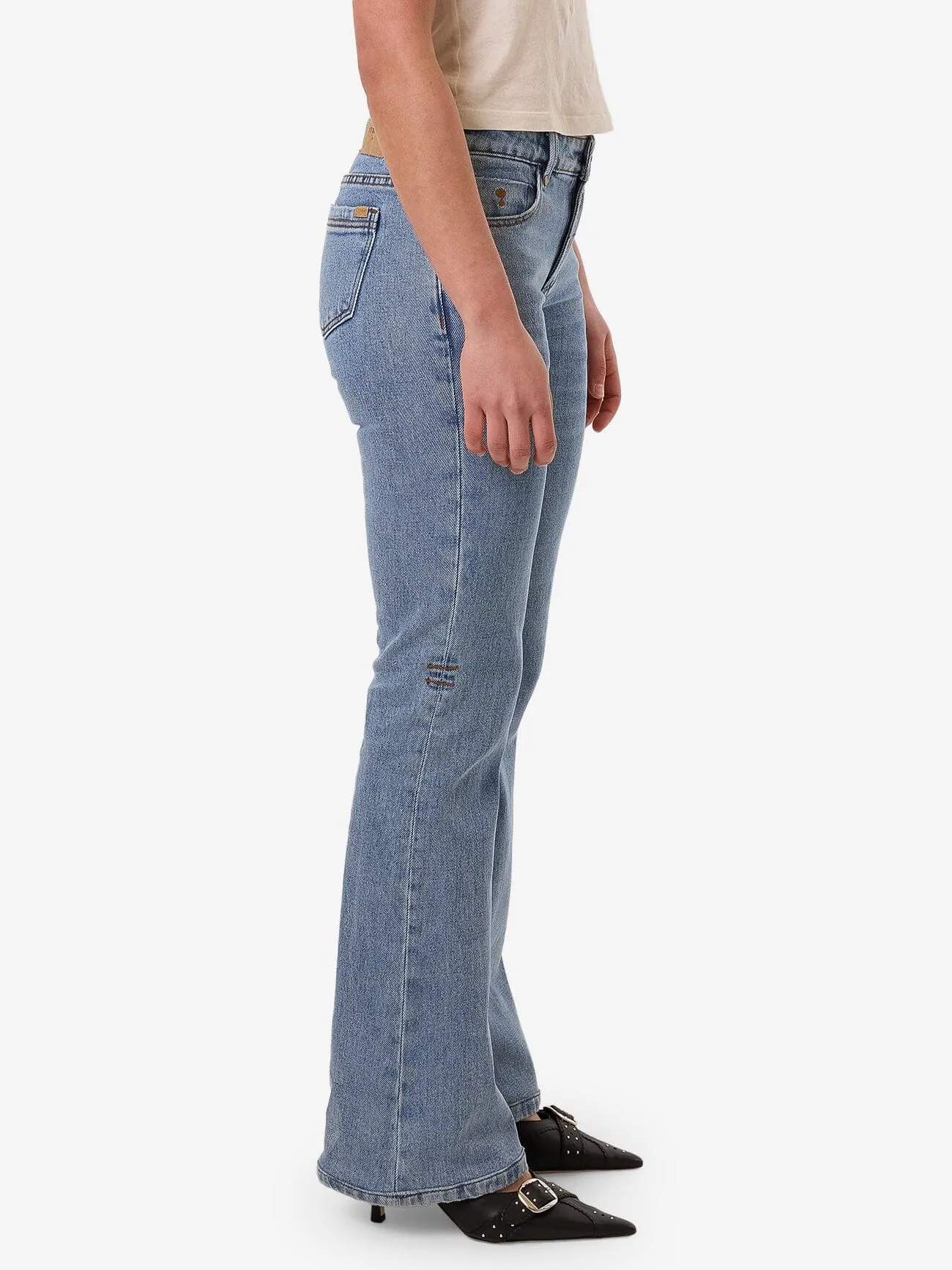 Alicia Low Rise Stretch Bootcut Jean - Vintage Stone Blue