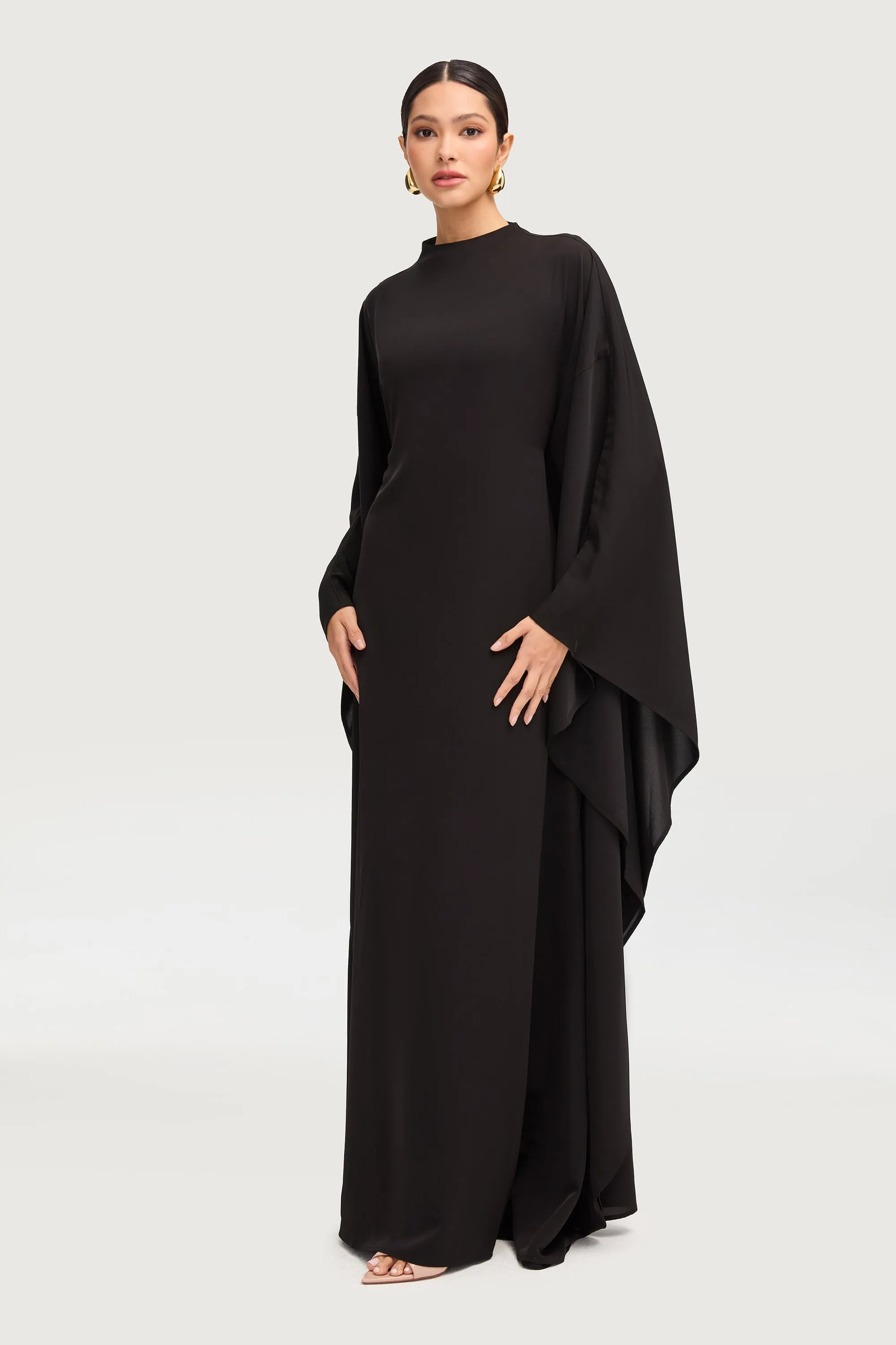 Amira Butterfly Inner Tie Abaya Dress - Black