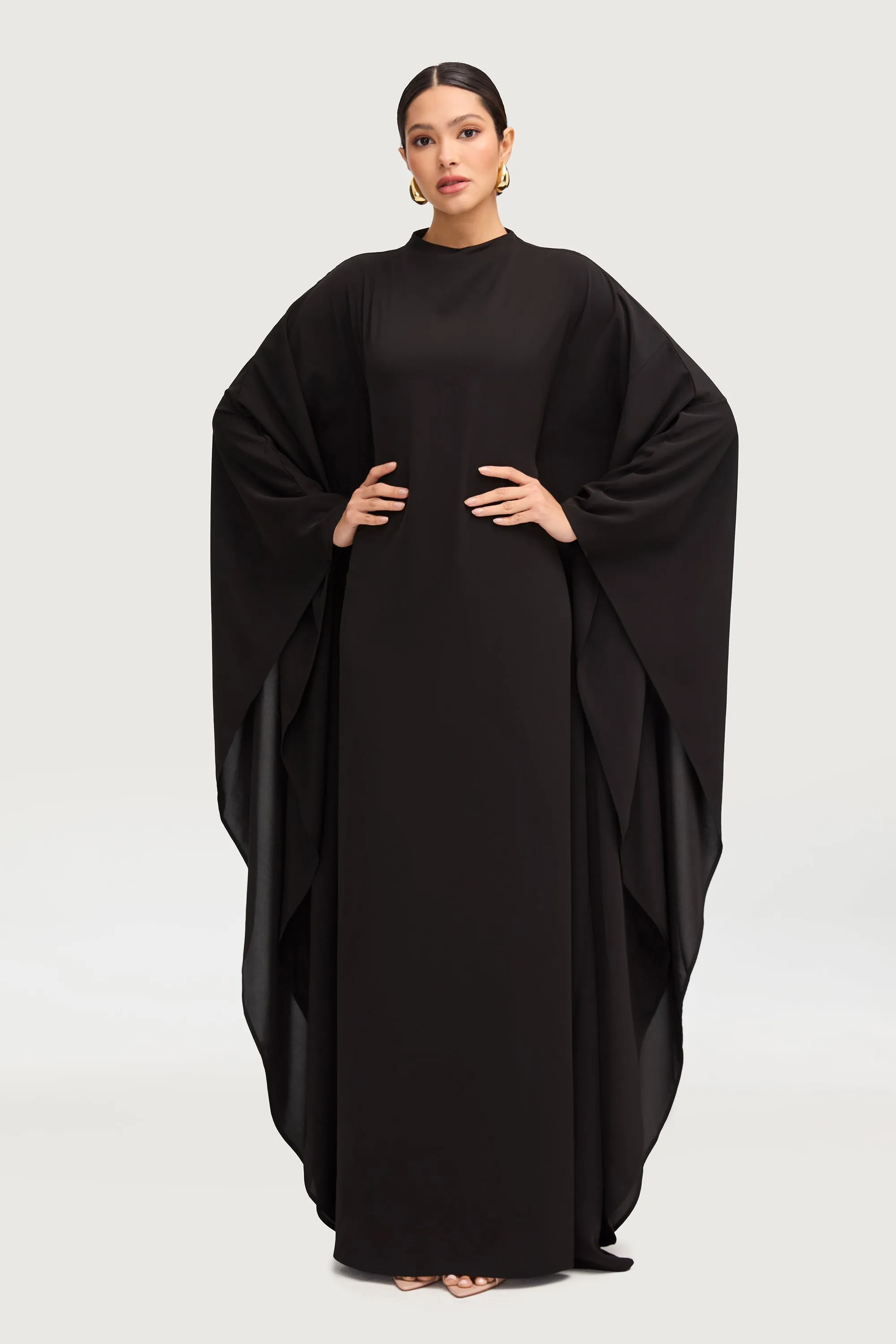 Amira Butterfly Inner Tie Abaya Dress - Black