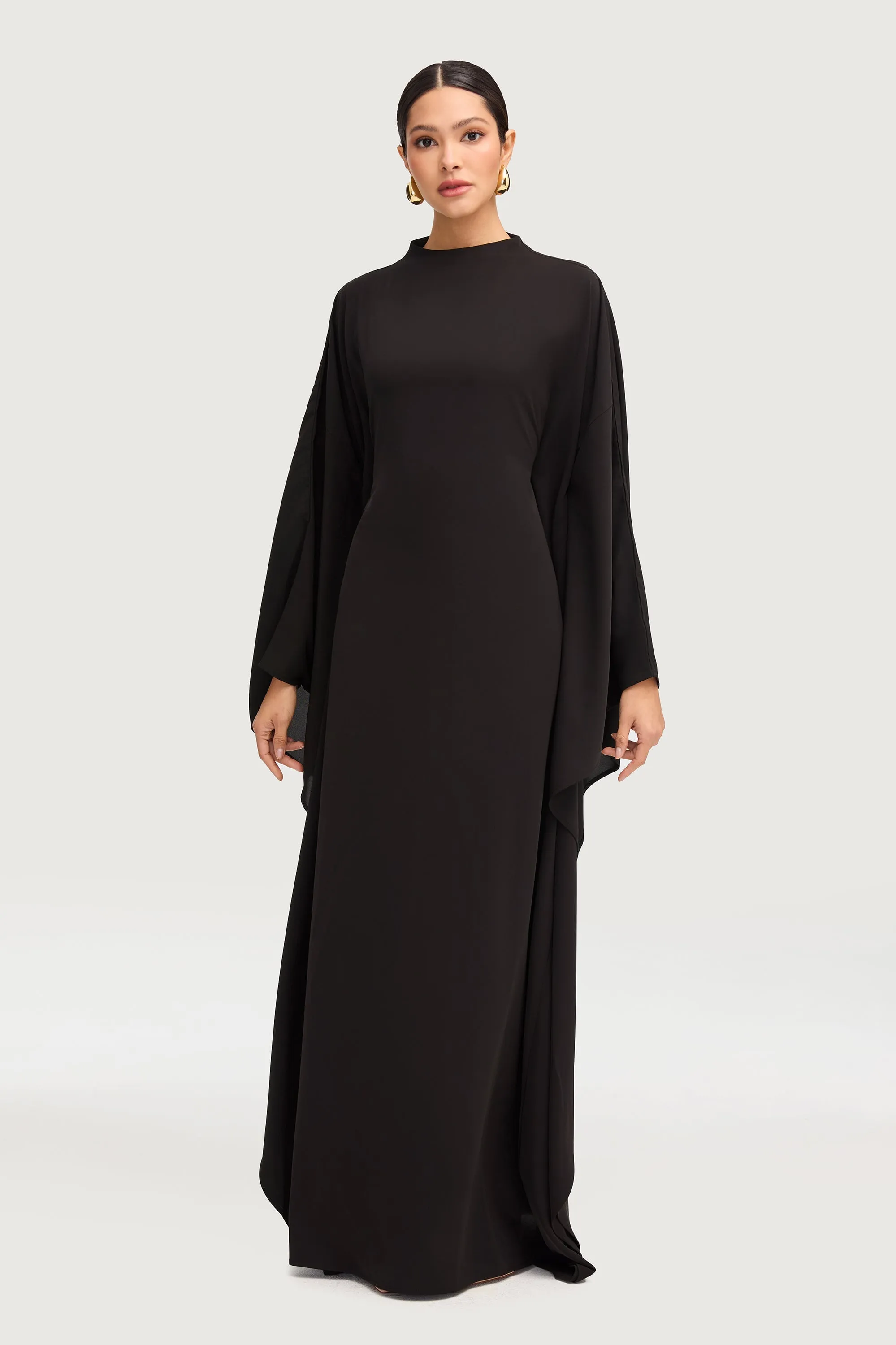 Amira Butterfly Inner Tie Abaya Dress - Black