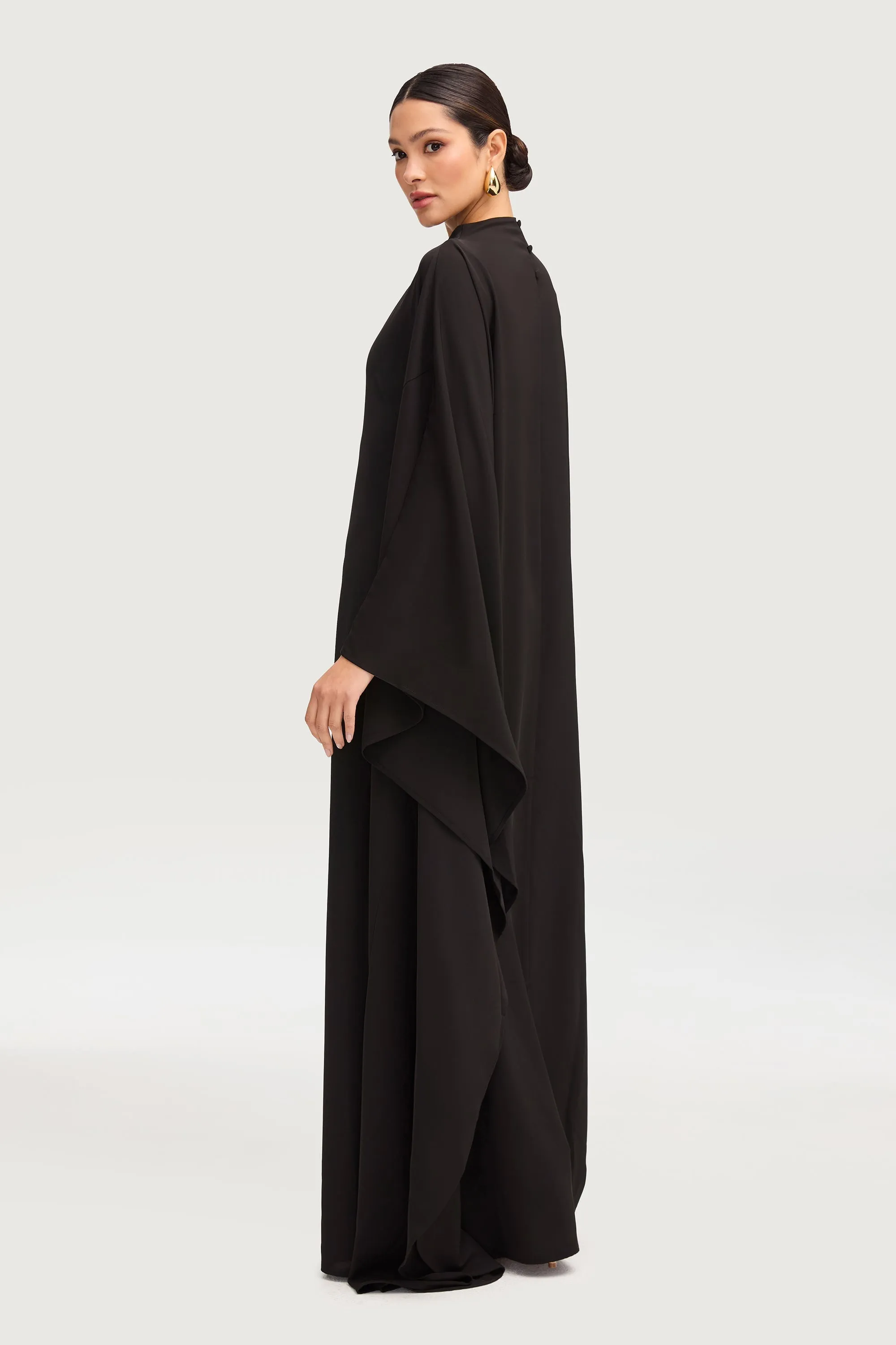 Amira Butterfly Inner Tie Abaya Dress - Black