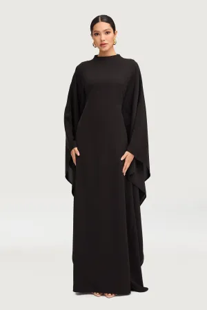 Amira Butterfly Inner Tie Abaya Dress - Black