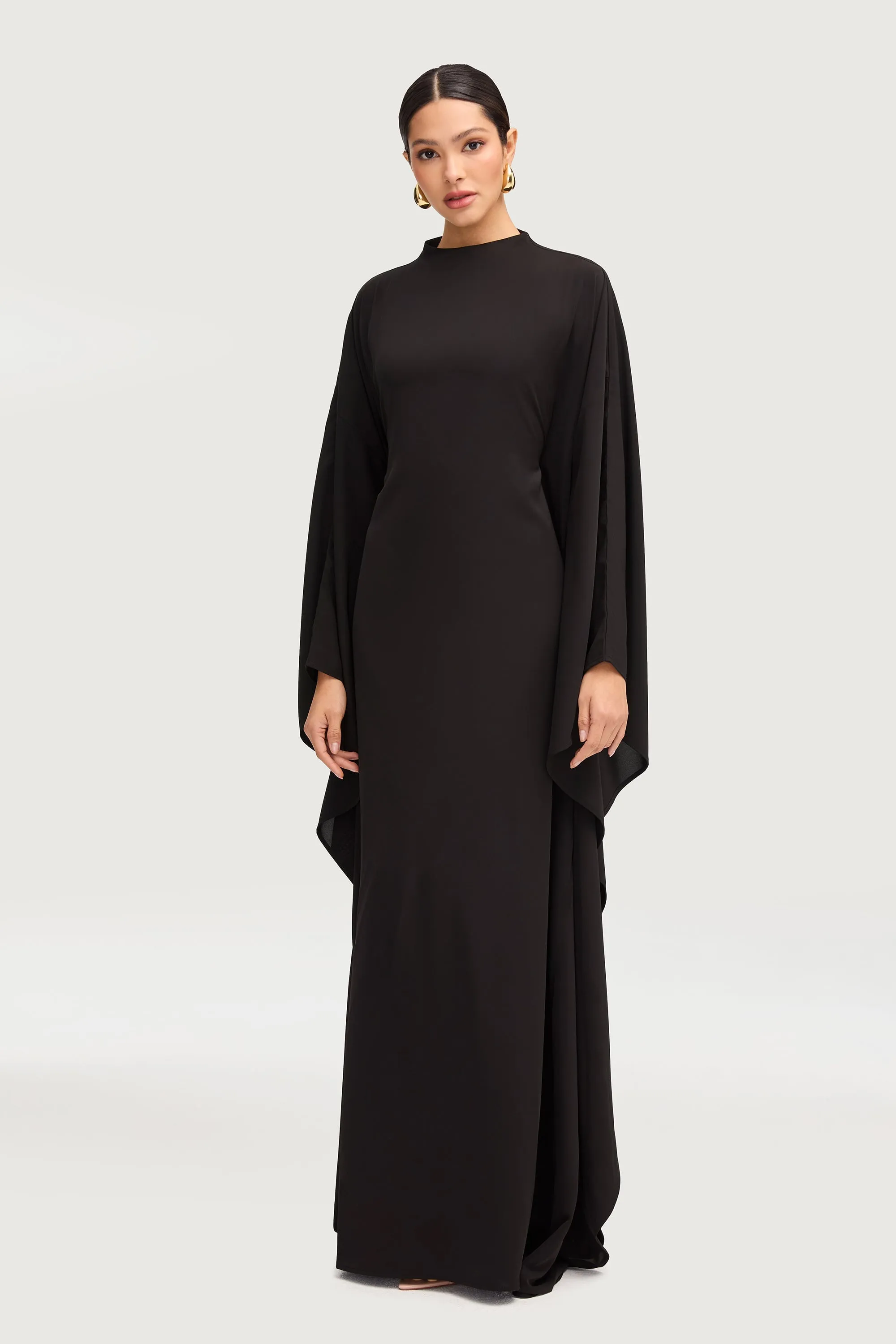 Amira Butterfly Inner Tie Abaya Dress - Black