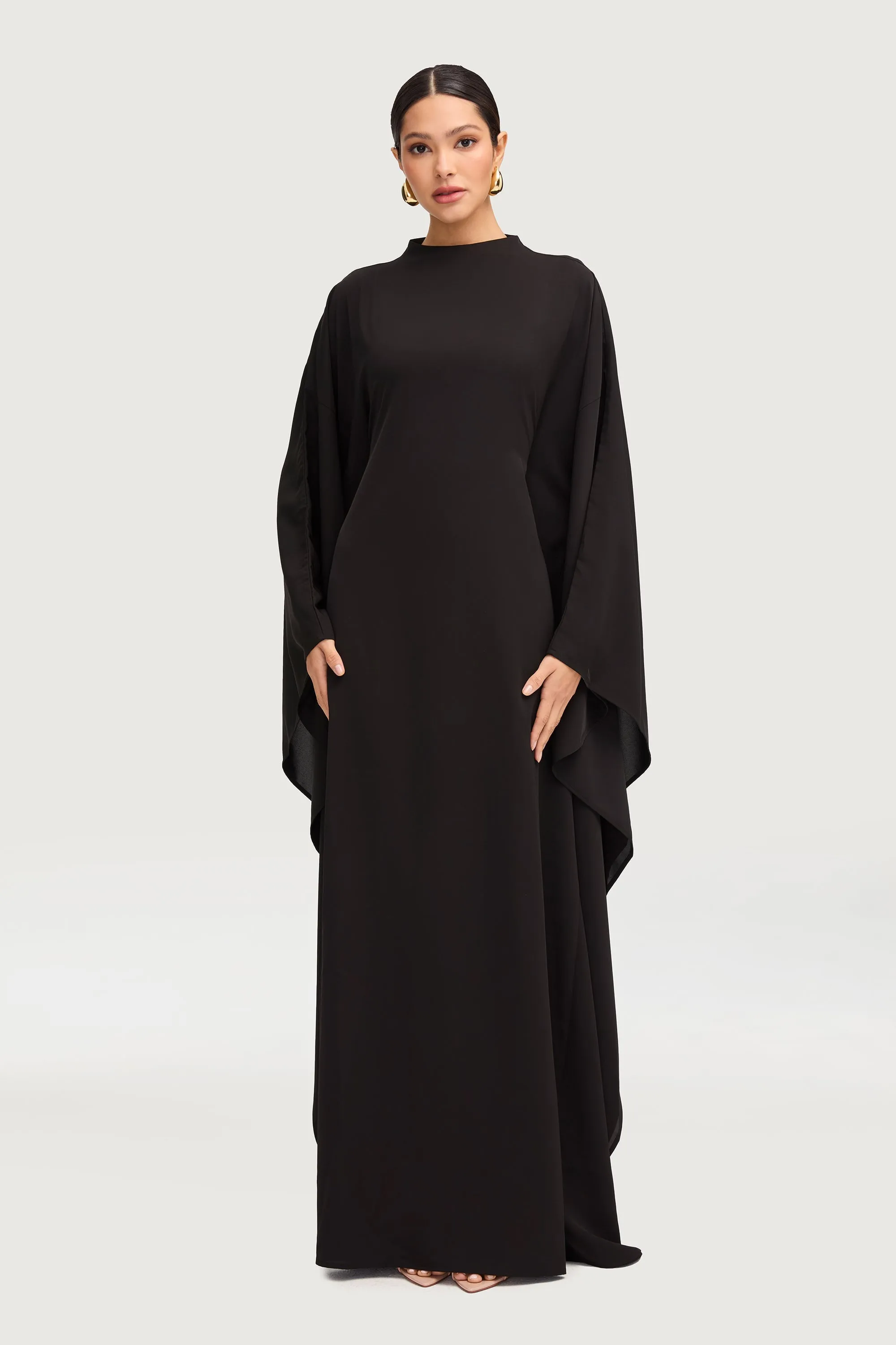 Amira Butterfly Inner Tie Abaya Dress - Black