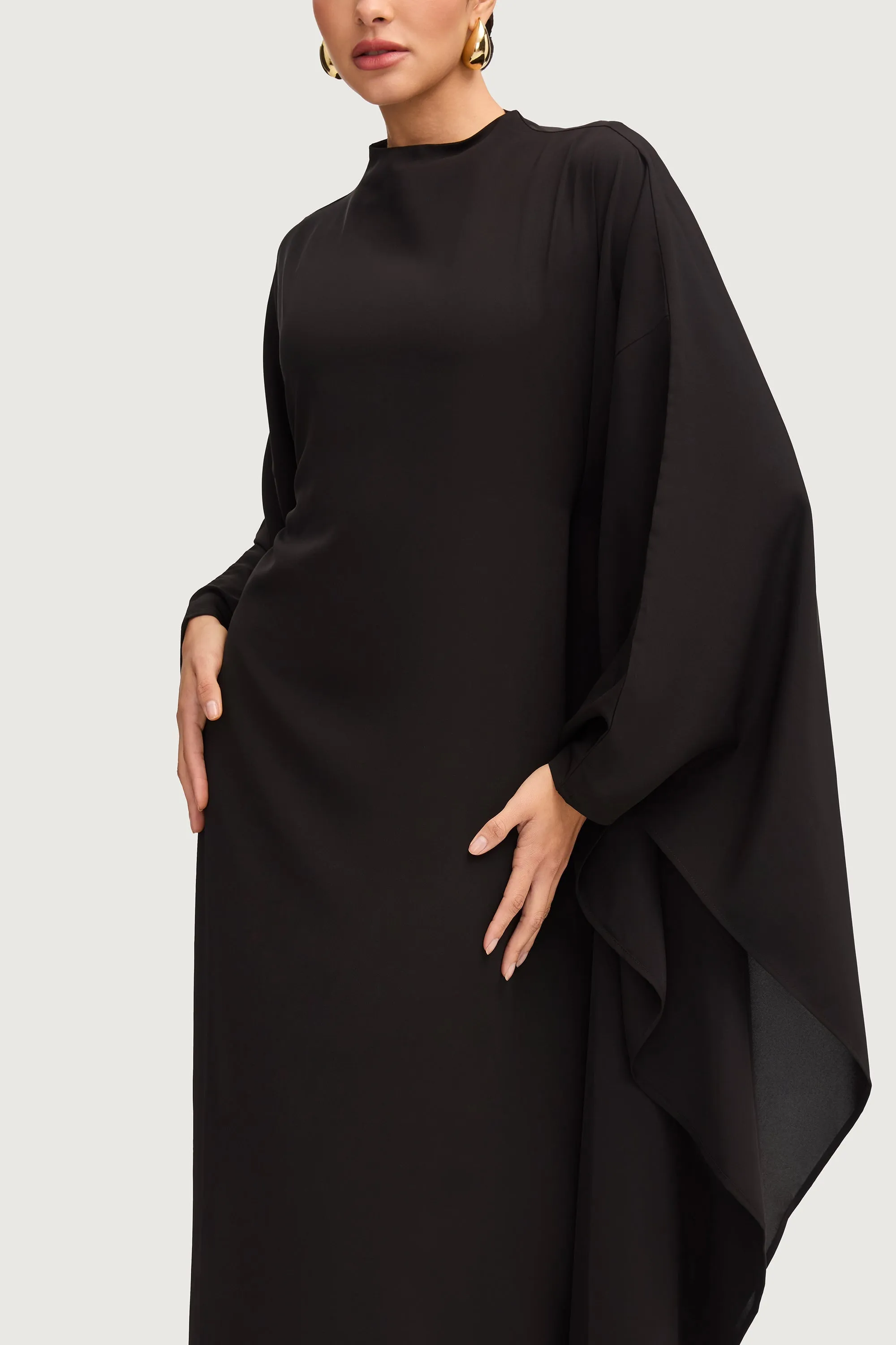 Amira Butterfly Inner Tie Abaya Dress - Black