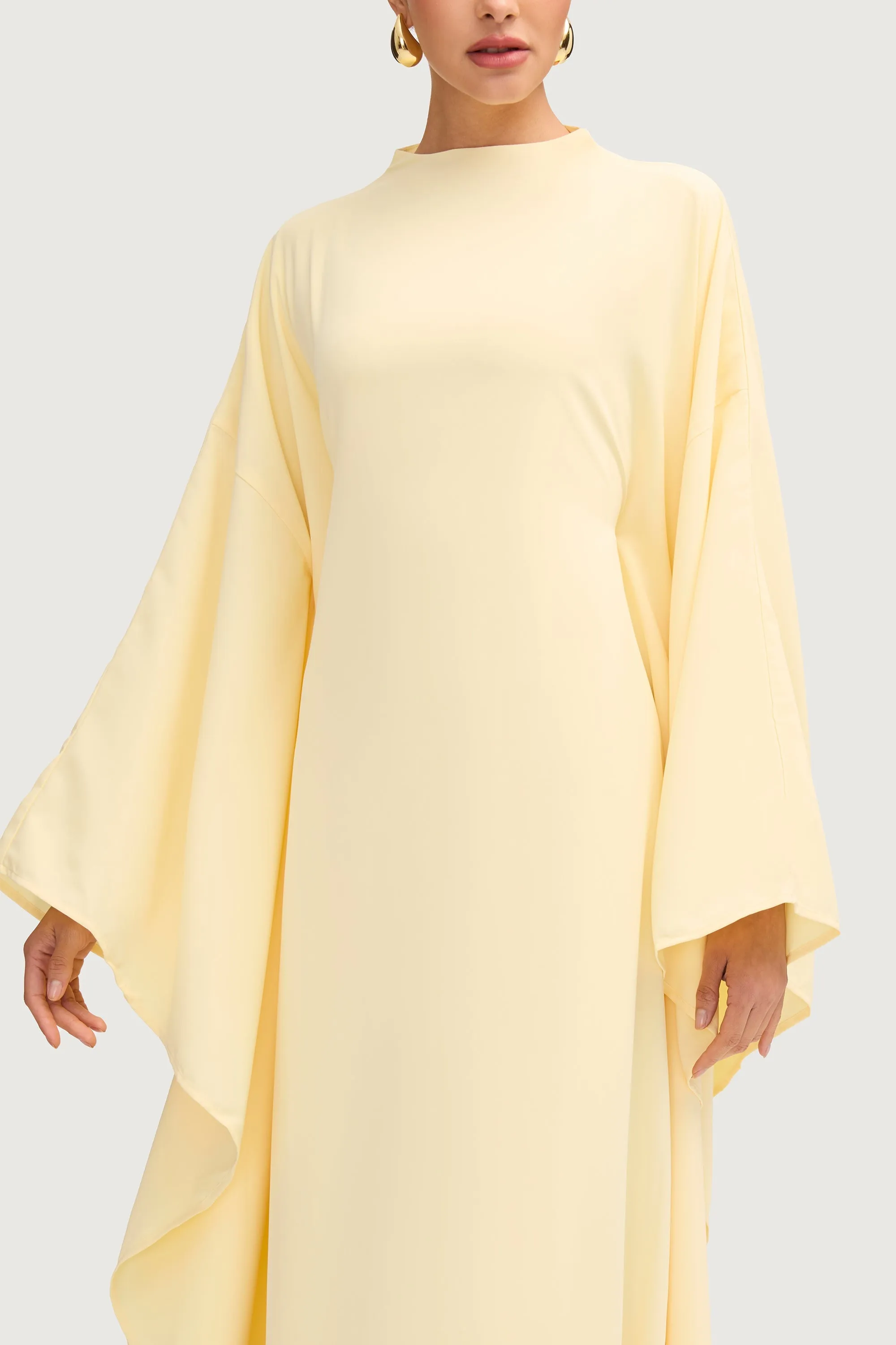 Amira Butterfly Inner Tie Abaya Dress - Limon
