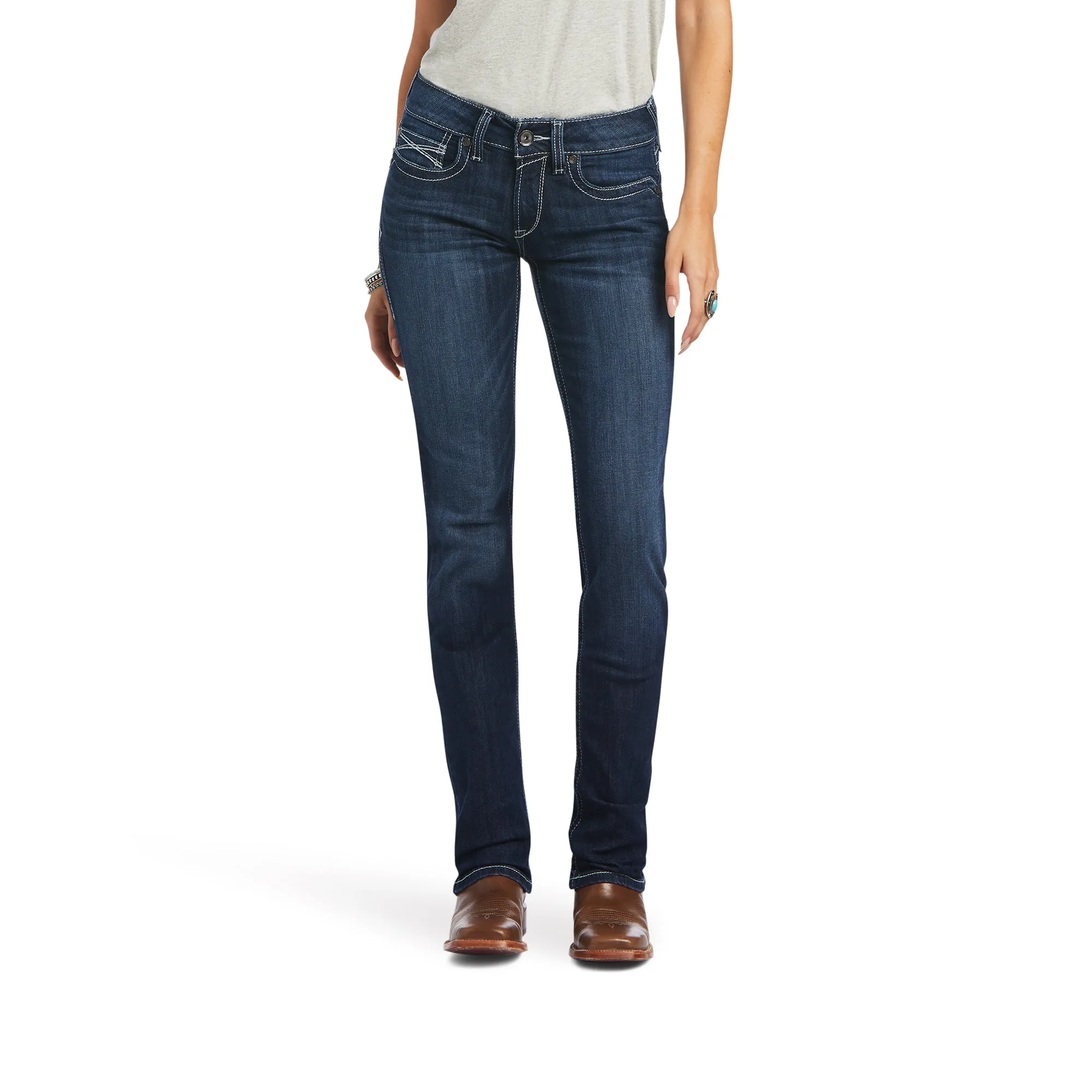 Ariat Ladies 10040797 R.E.A.L. Mid Rise Clarissa Straight Jeans