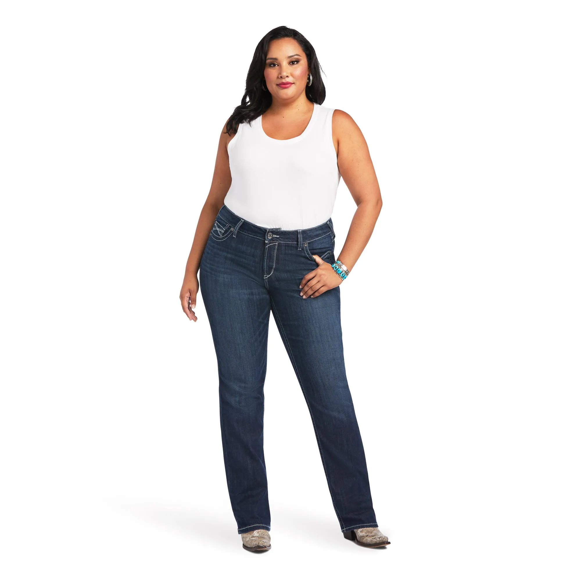 Ariat Ladies 10040797 R.E.A.L. Mid Rise Clarissa Straight Jeans