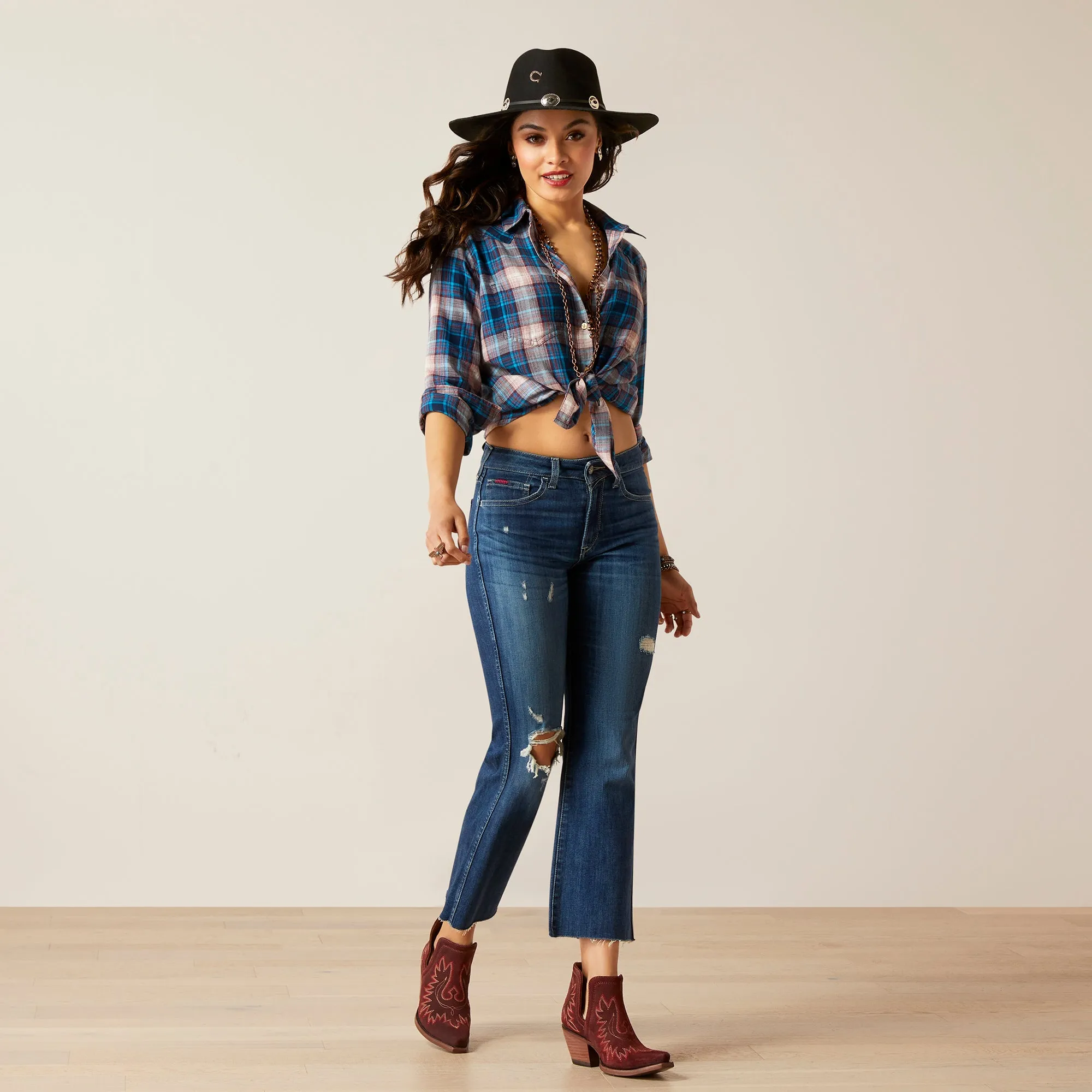 Ariat Ladies REAL Billie Jean Shirt Woodland Plaid 10046044