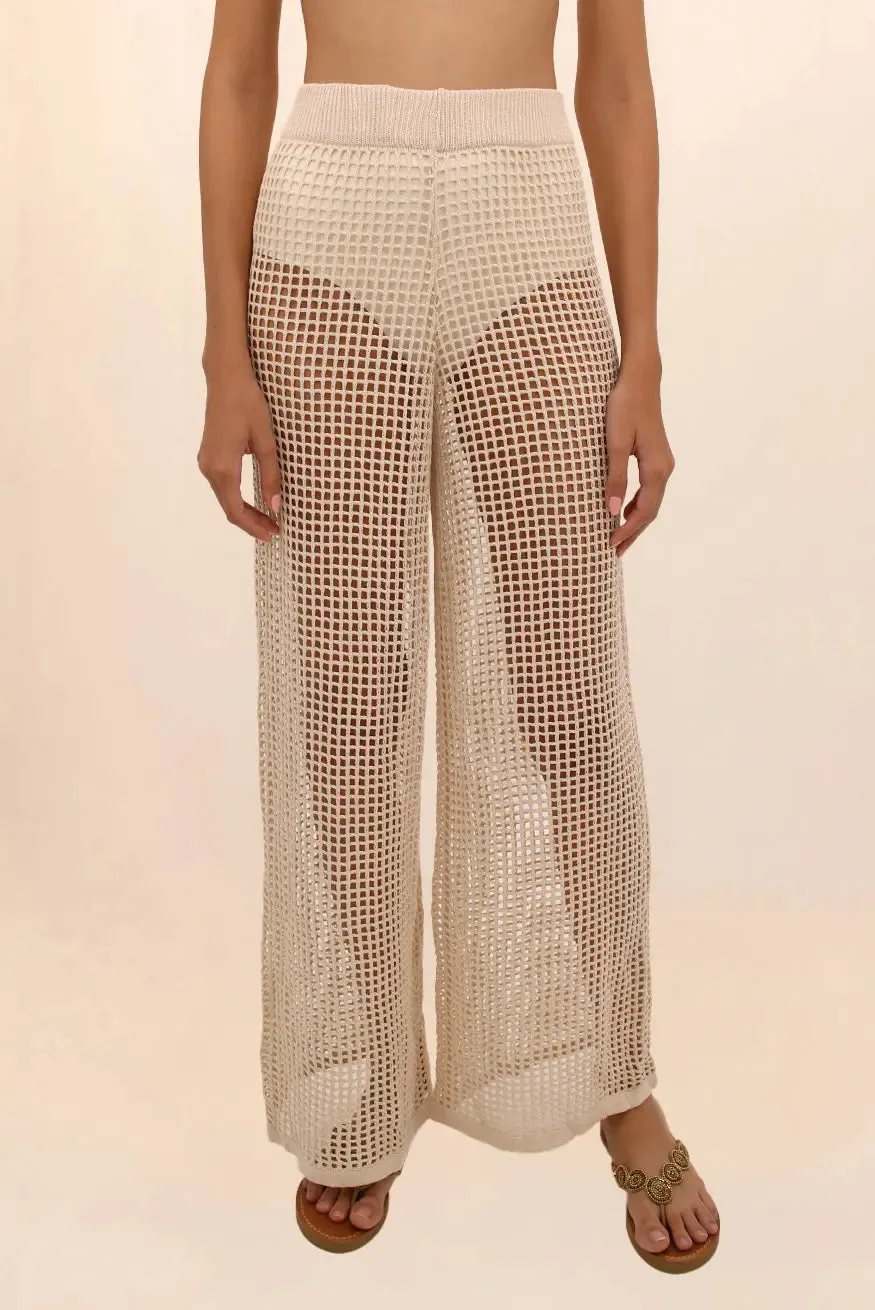 BEIGE SUNSET CROCHET PANTS
