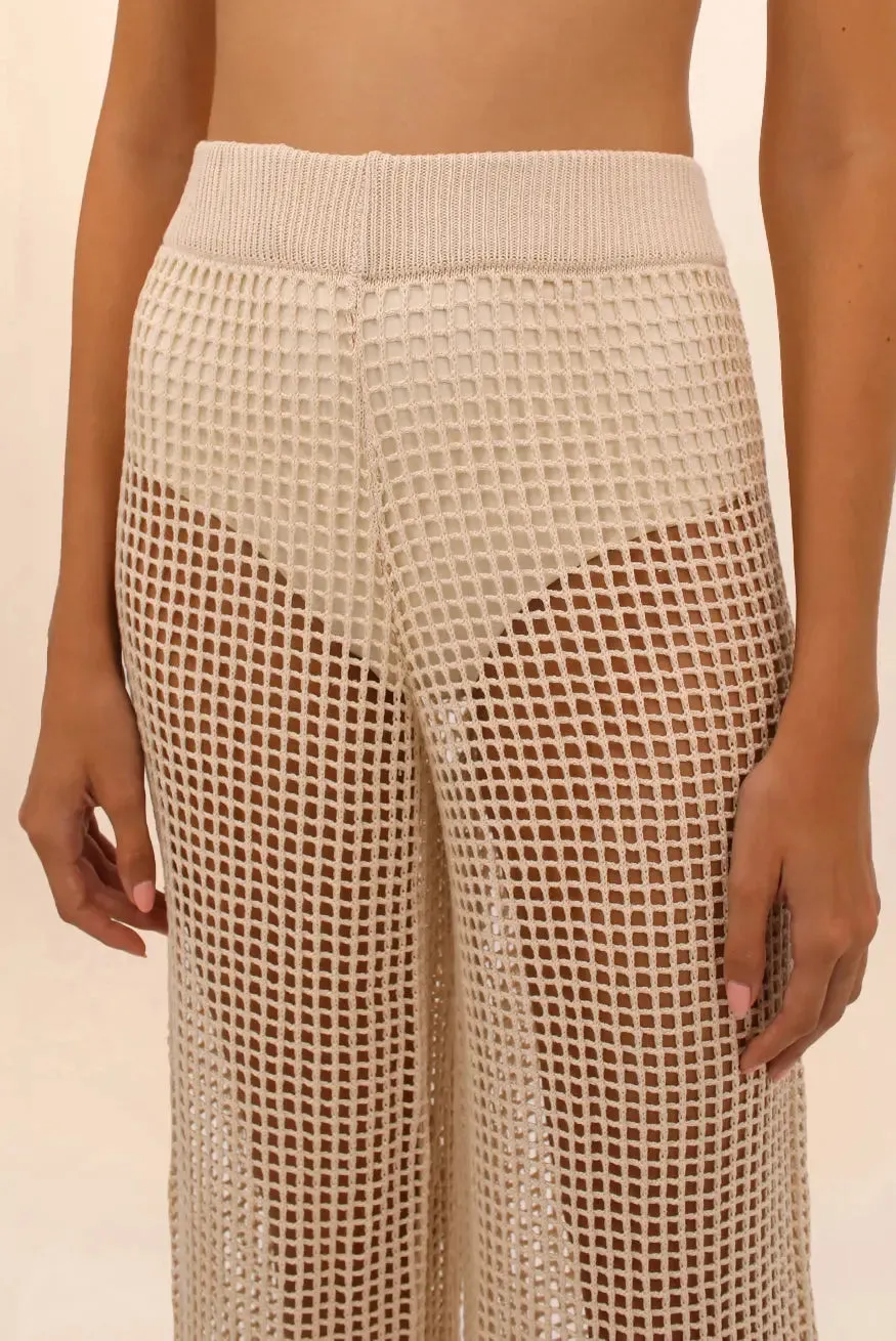 BEIGE SUNSET CROCHET PANTS