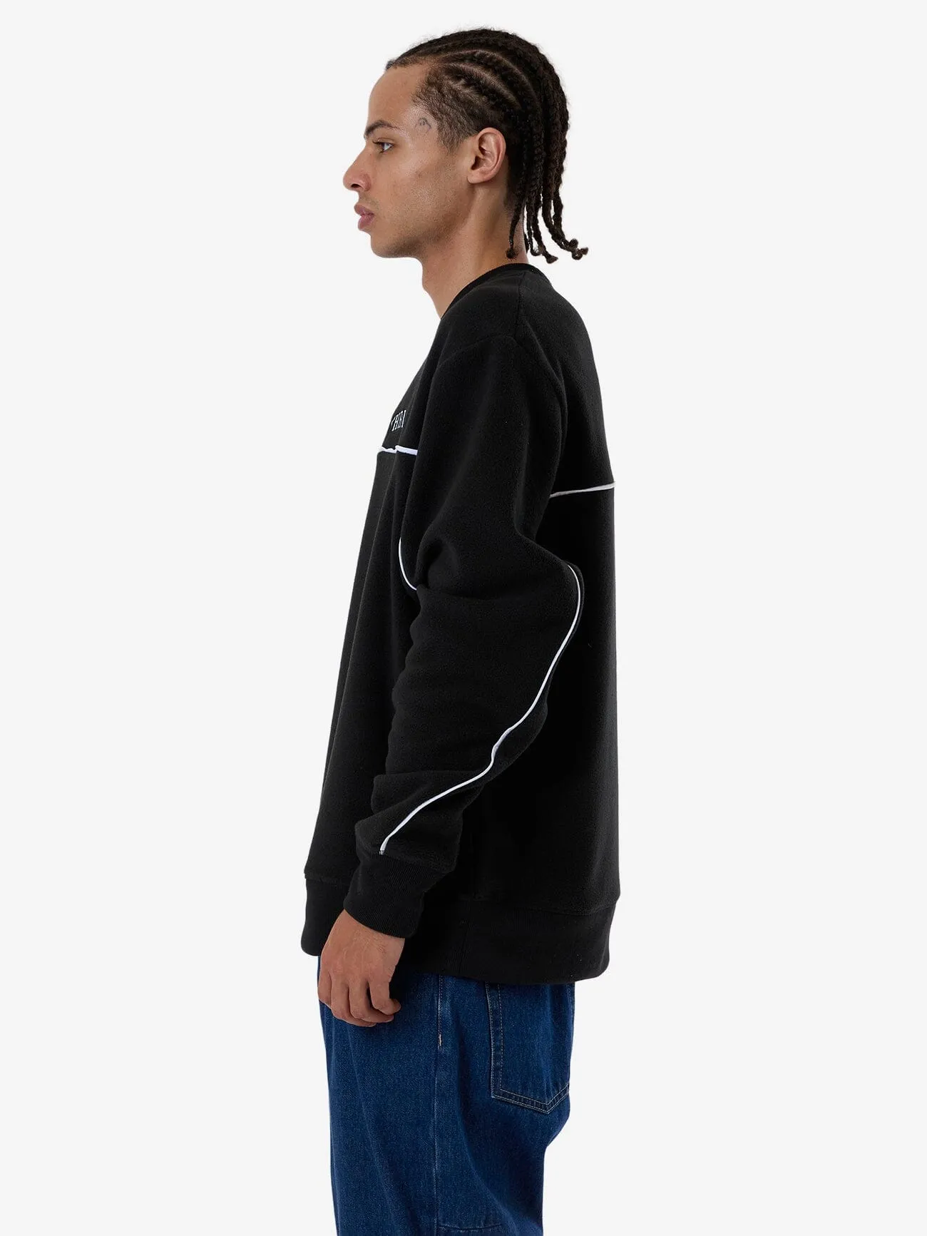 Believe Oversize Polar Fleece Crew - Black