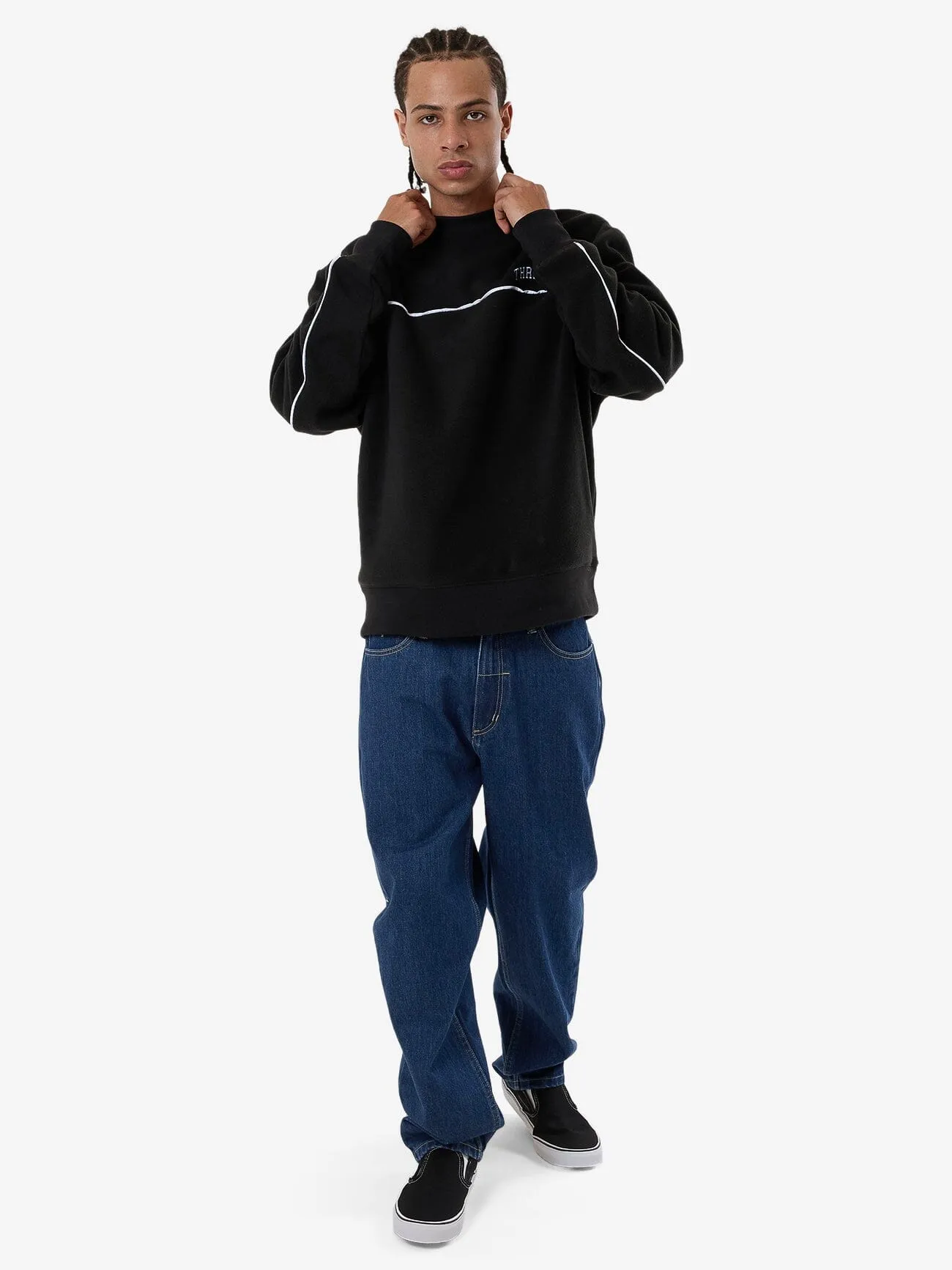 Believe Oversize Polar Fleece Crew - Black
