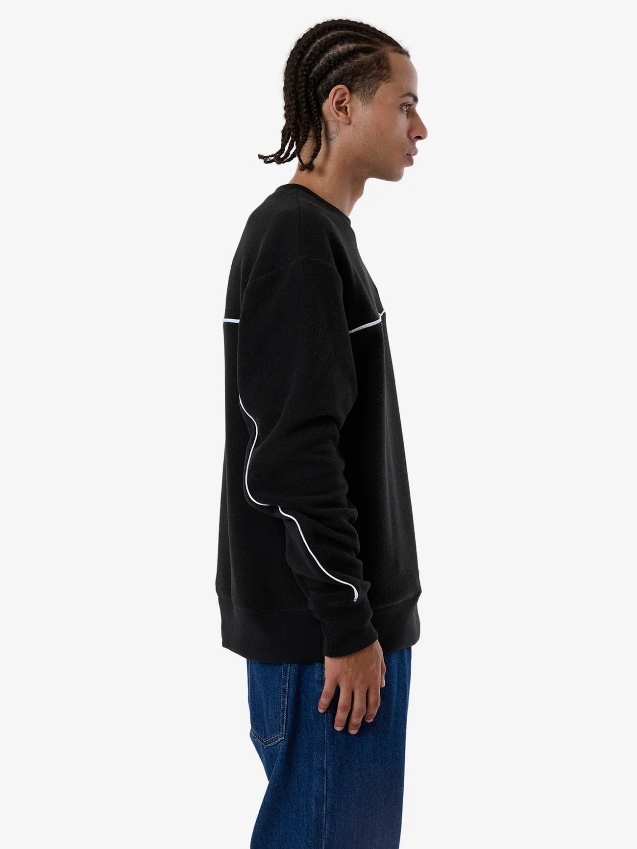 Believe Oversize Polar Fleece Crew - Black