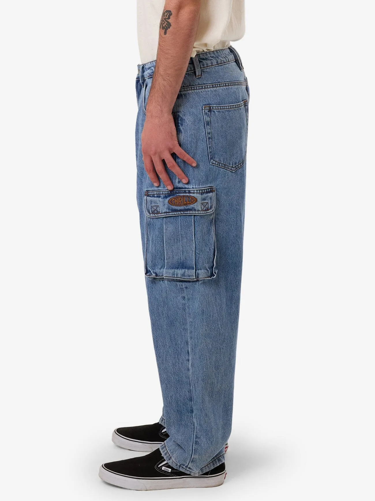 Big Slacker Denim Cargo Jean - Vintage Stone Blue