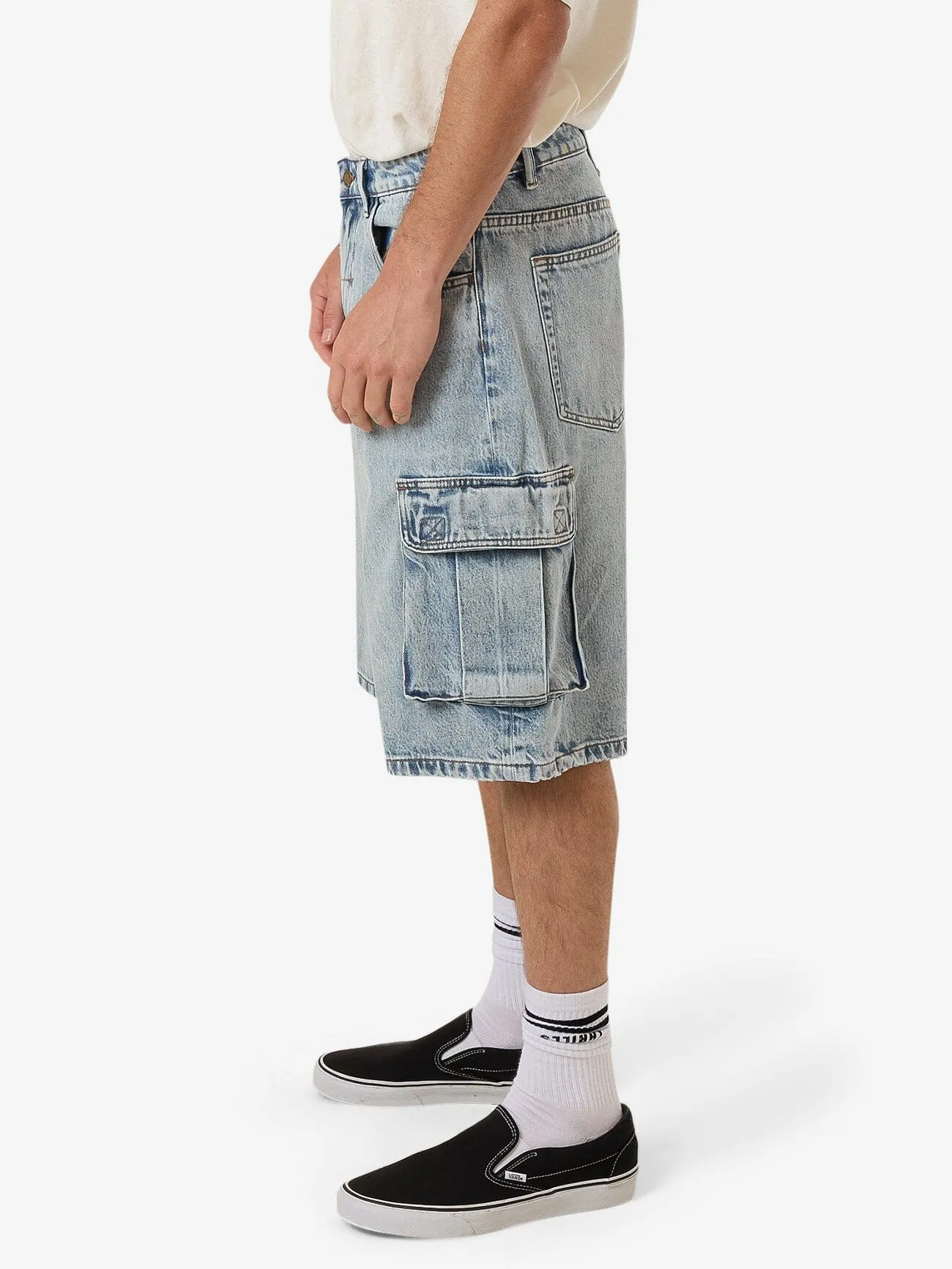Big Slacker Denim Cargo Short - Tainted Blue