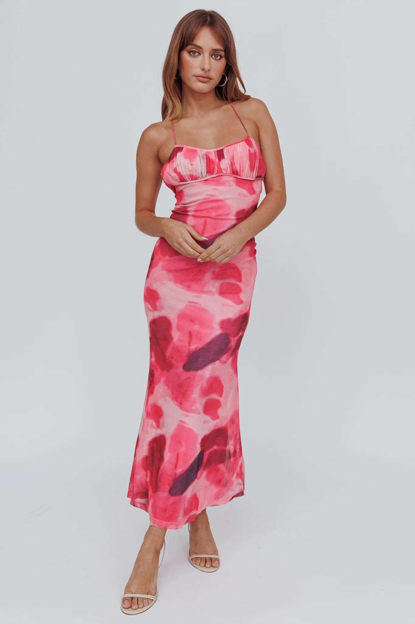 Blossom Belle Low Back Maxi Dress Print Red