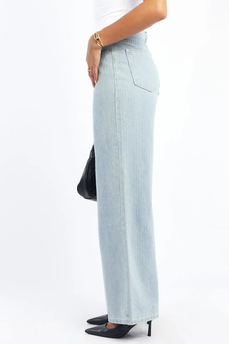 Blue Stripe Baggy Pinstripe Jeans