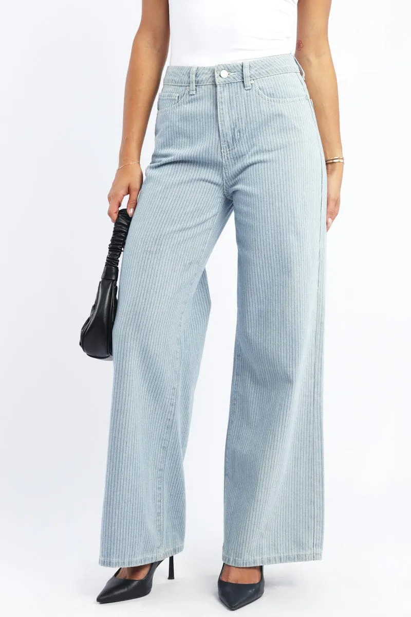 Blue Stripe Baggy Pinstripe Jeans