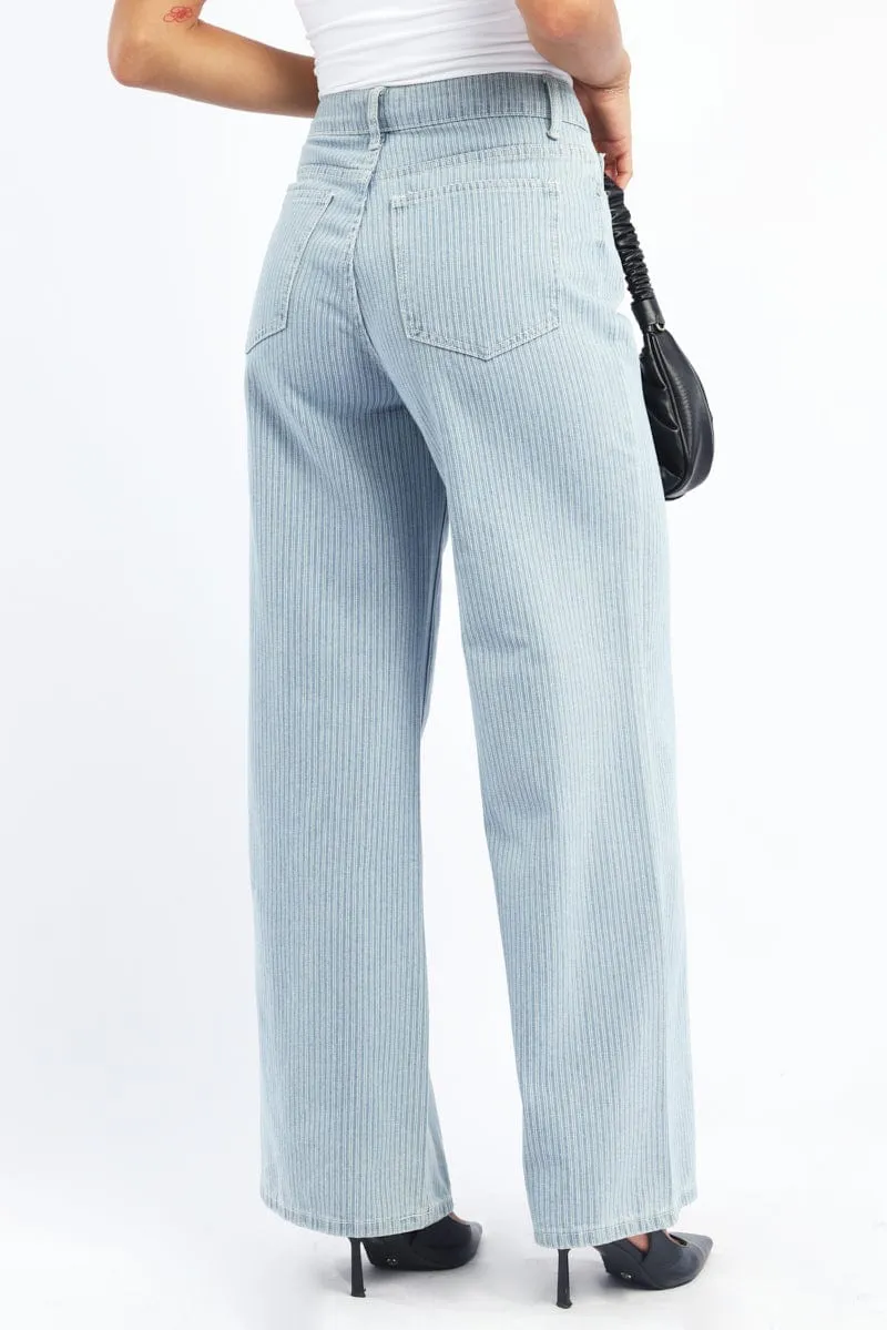 Blue Stripe Baggy Pinstripe Jeans