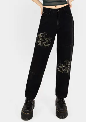 Buckthorn Embroidered Denim Barrel Leg Jeans