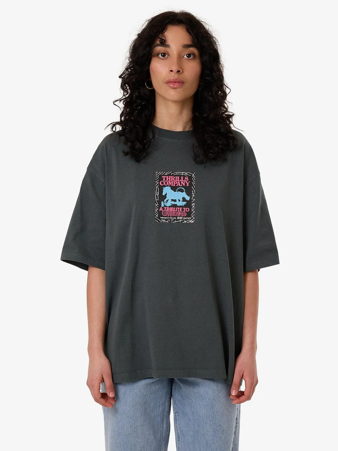Chain of Formation Oversized Tee - Charcoal Blue
