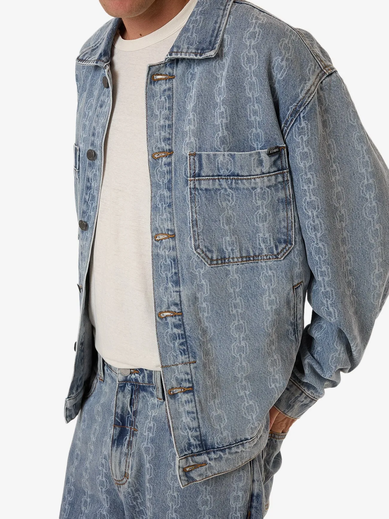 Chain Reaction Canyon Oversized Denim Jacket - Faded Rinse Indigo