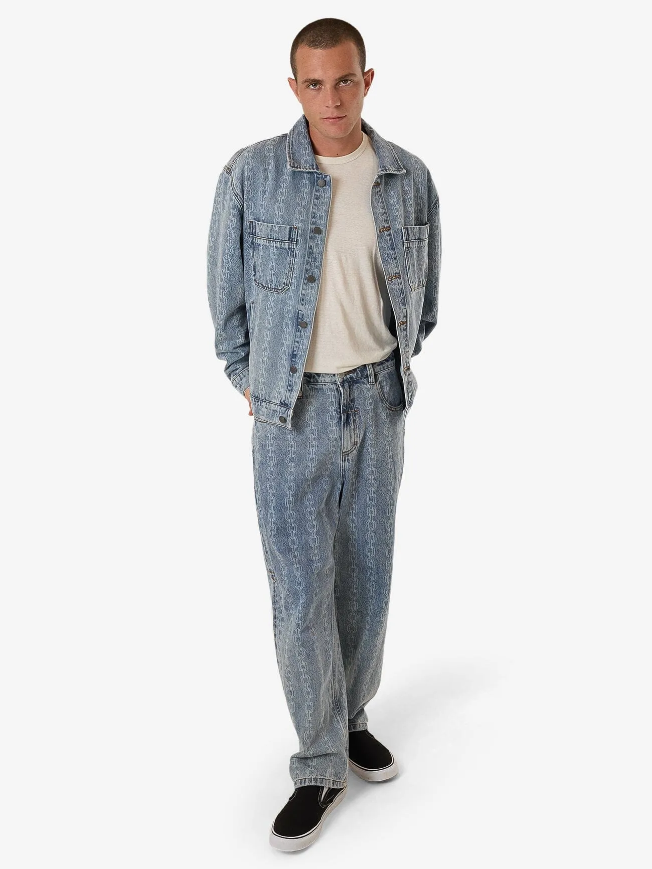 Chain Reaction Canyon Oversized Denim Jacket - Faded Rinse Indigo