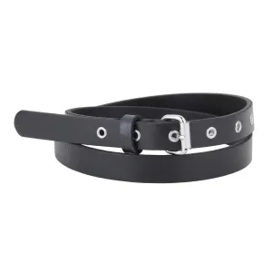 Classic Skinny Grommet Leather Belt