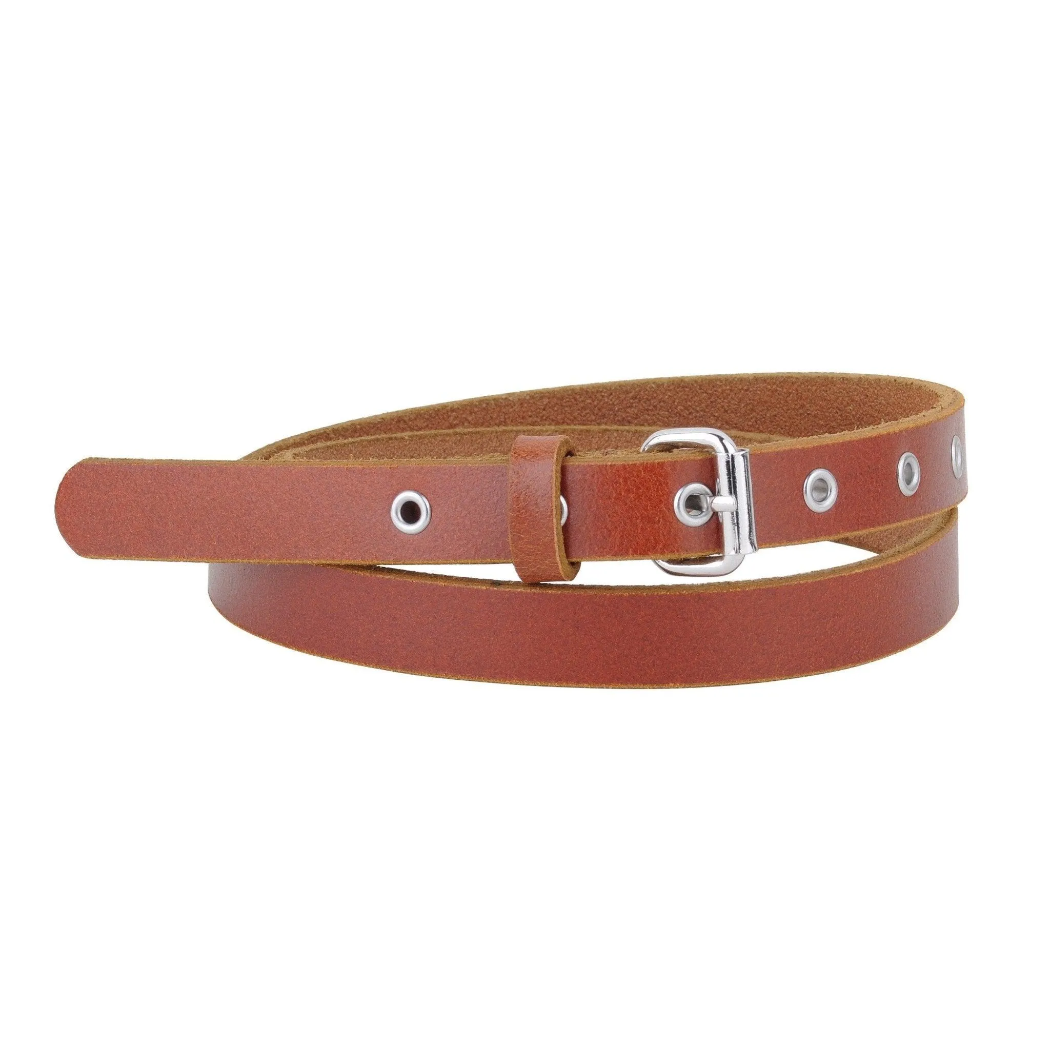 Classic Skinny Grommet Leather Belt