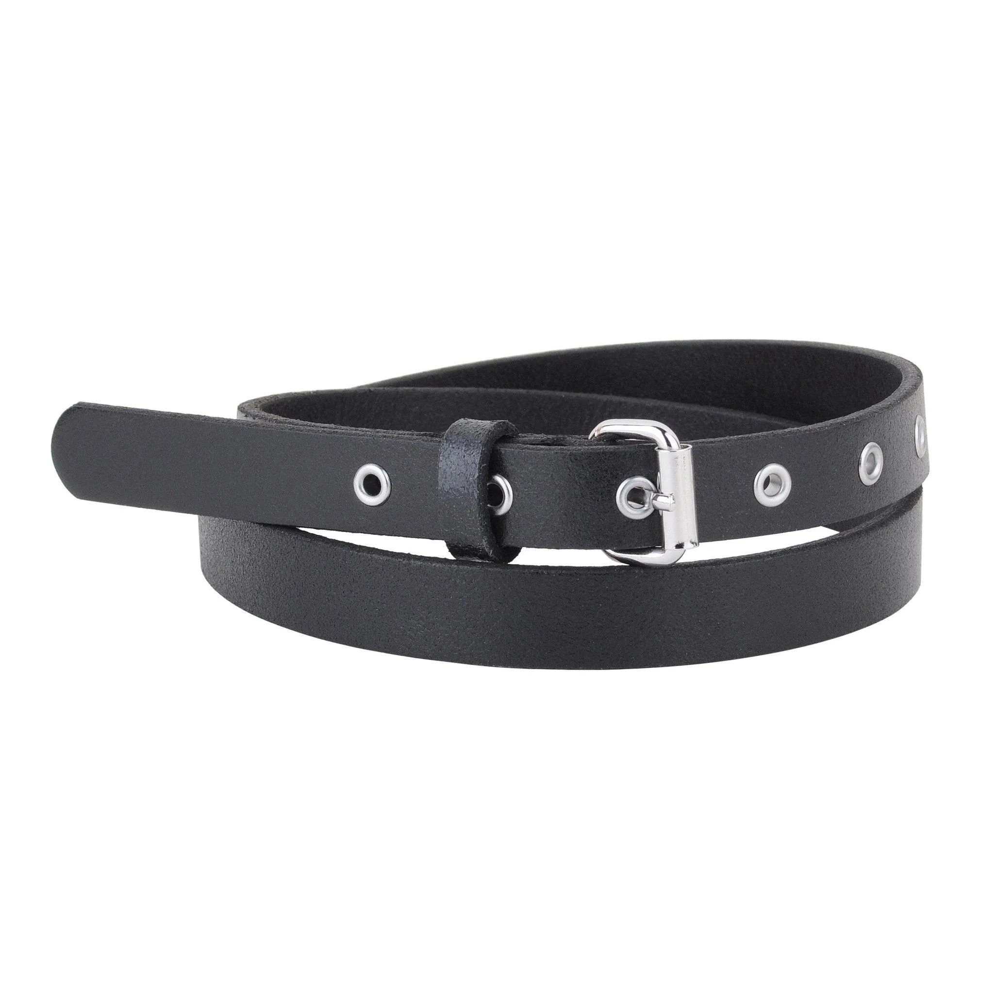 Classic Skinny Grommet Leather Belt