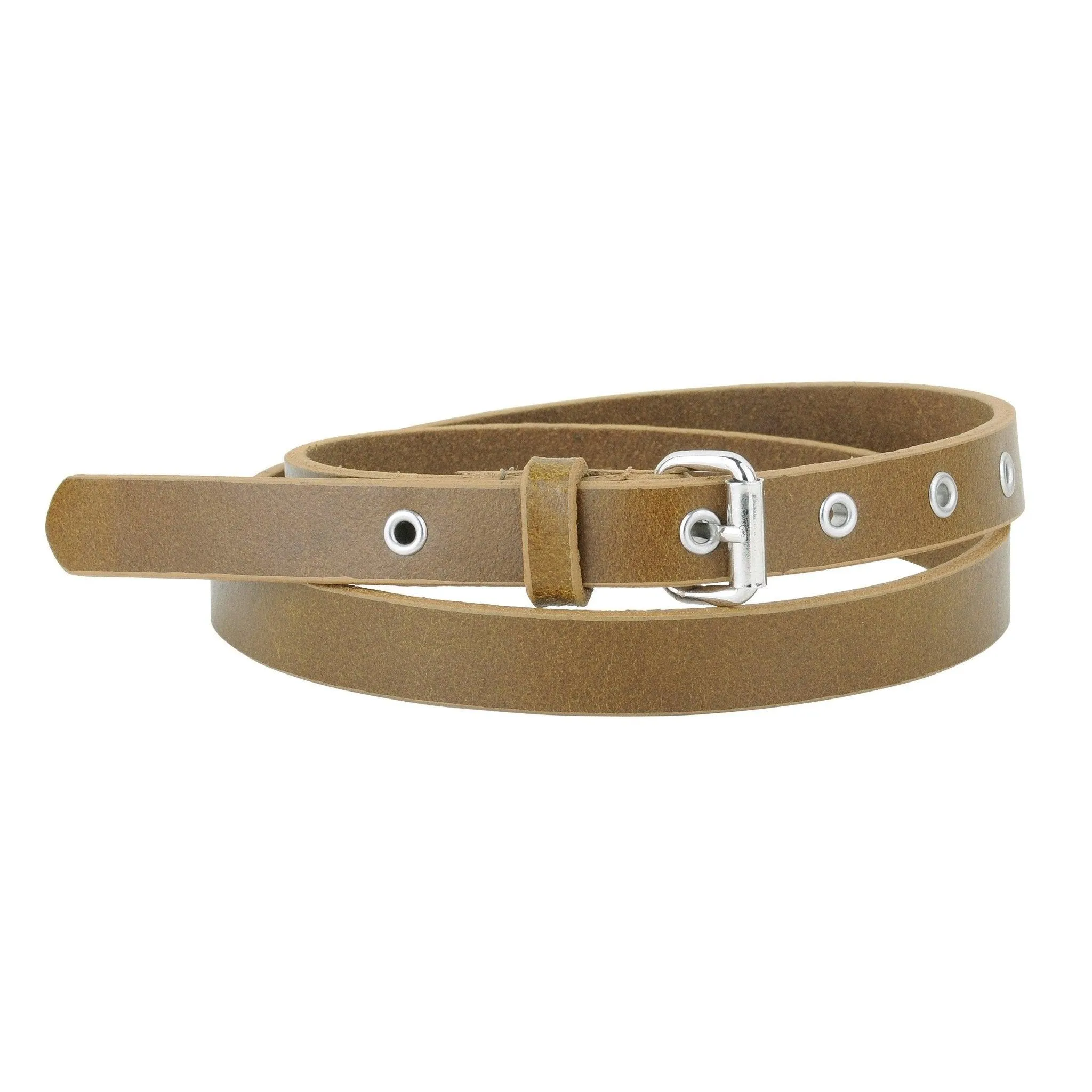 Classic Skinny Grommet Leather Belt
