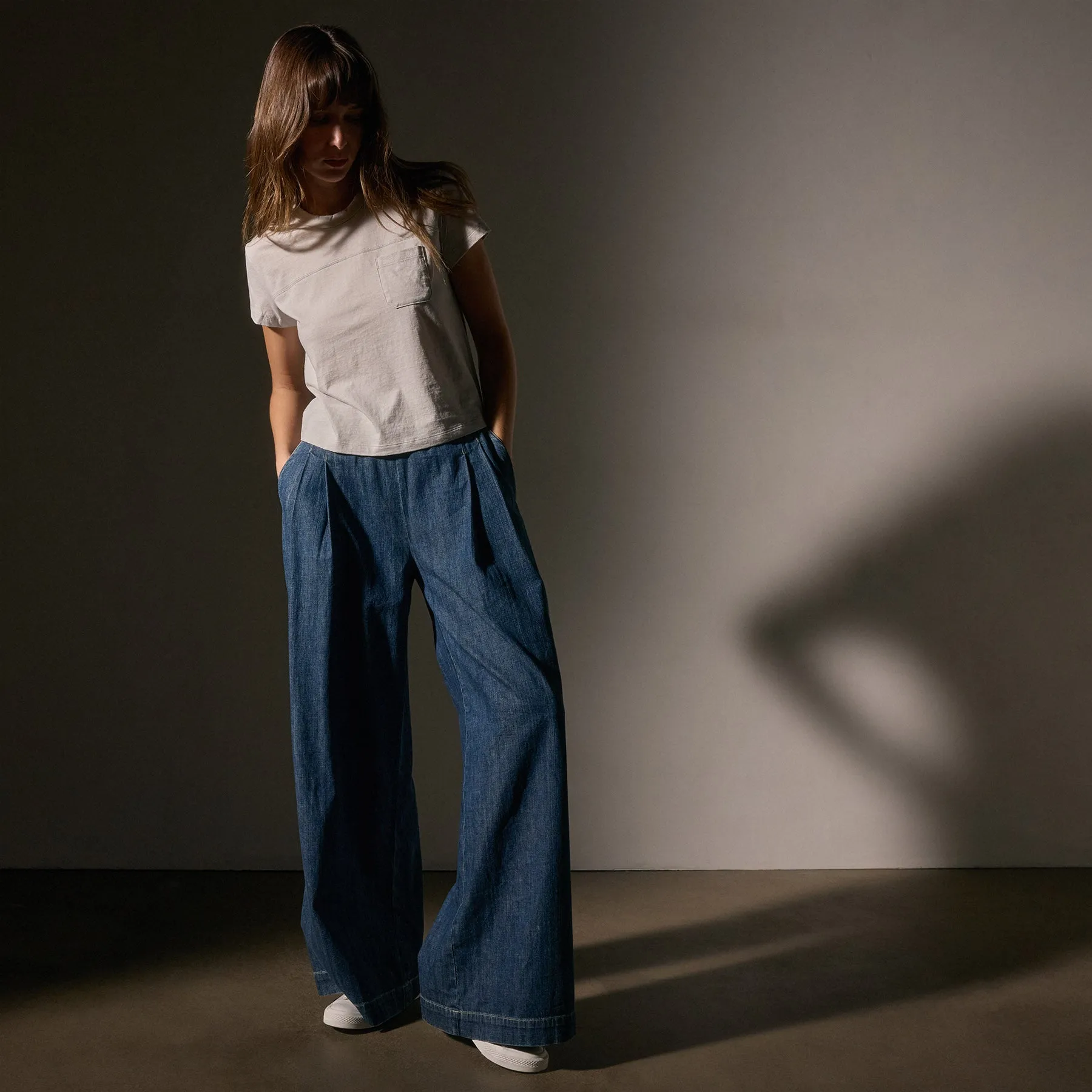Cotton Linen Retro Pocket Tee - Salt