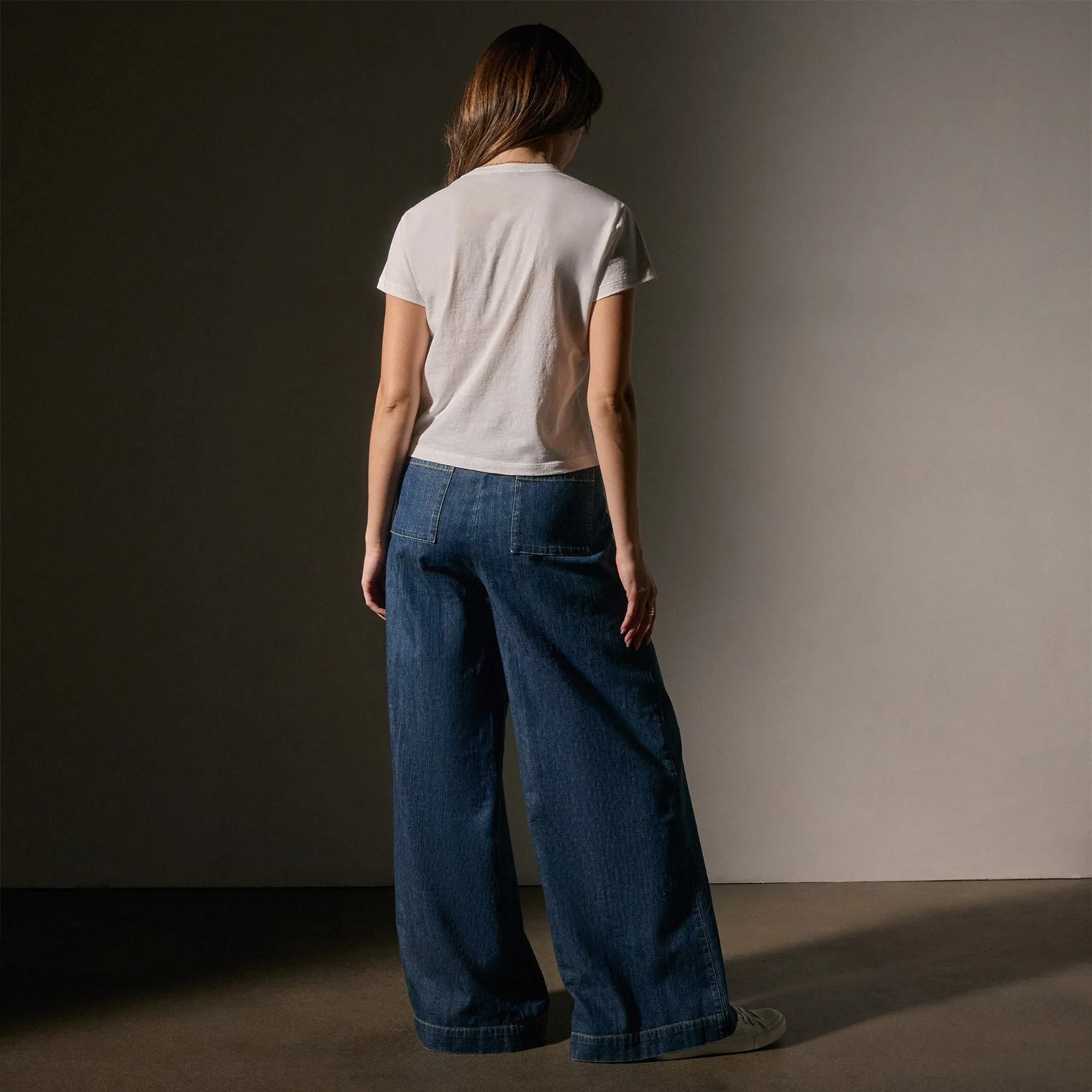 Cotton Linen Retro Pocket Tee - White
