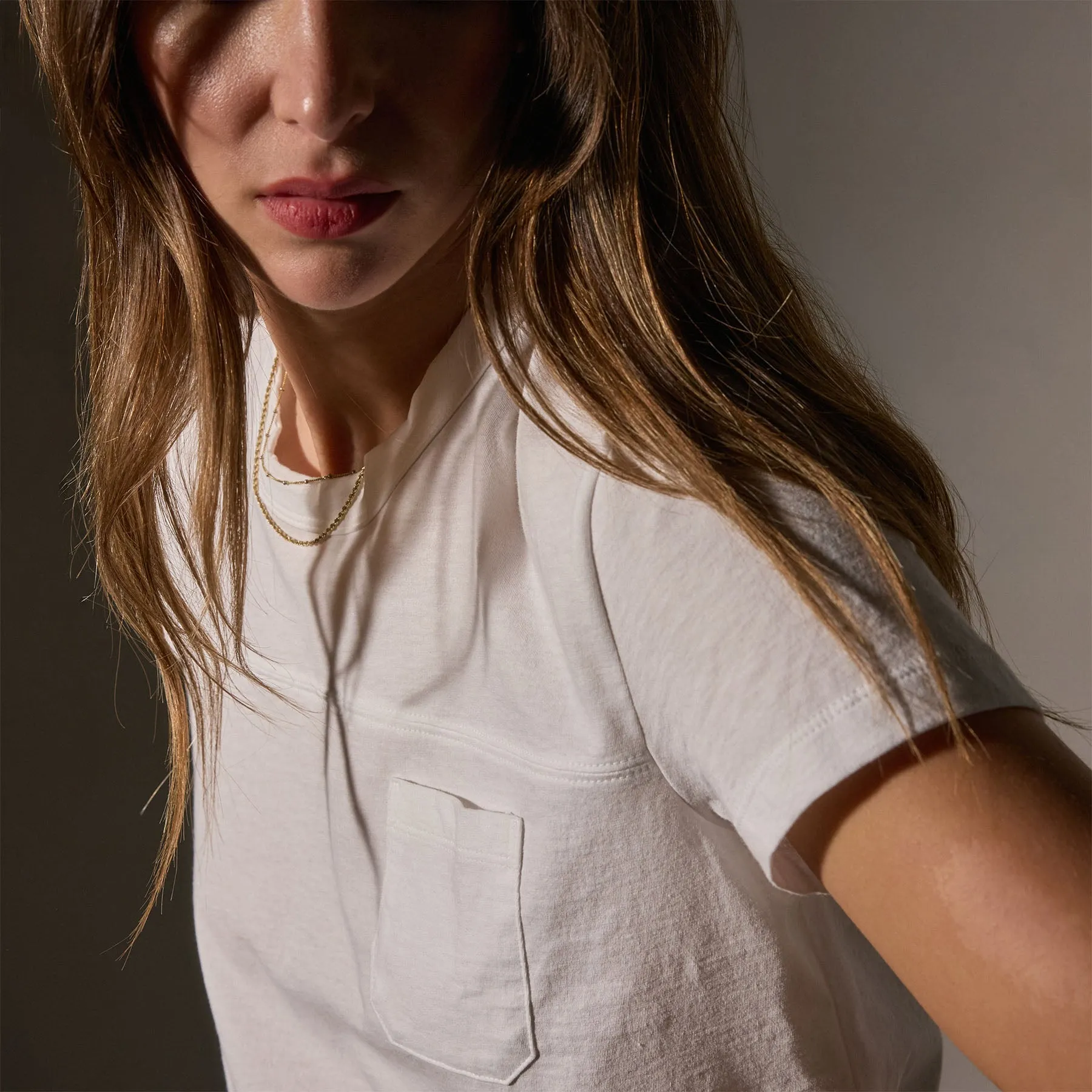 Cotton Linen Retro Pocket Tee - White