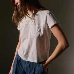 Cotton Linen Retro Pocket Tee - White