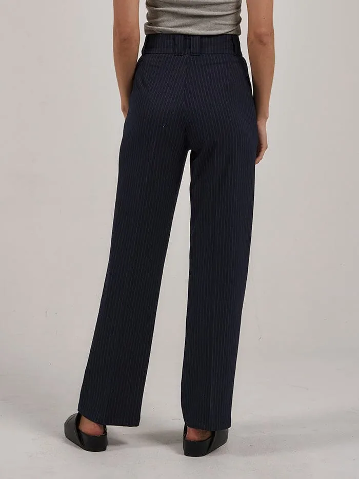 Danny Pinstripe Pant - Station Navy