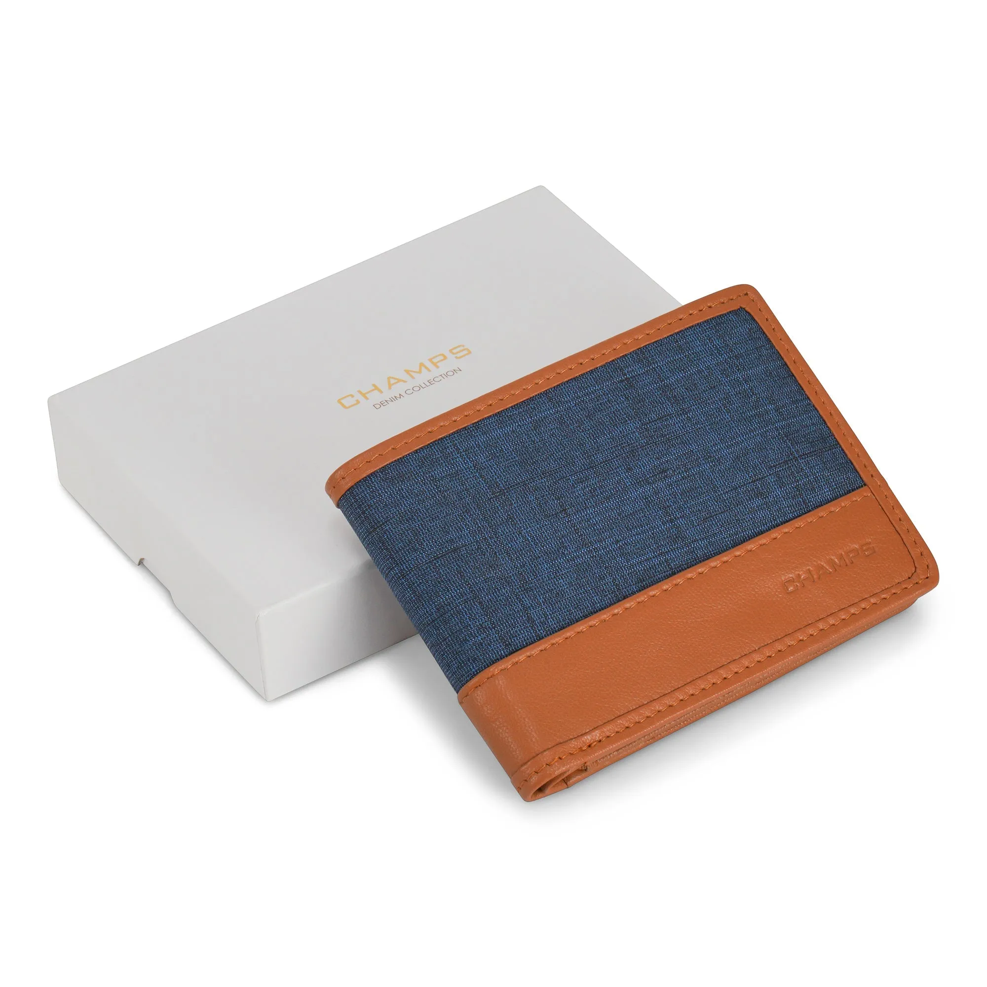 Denim / Leather Zip Around Wallet