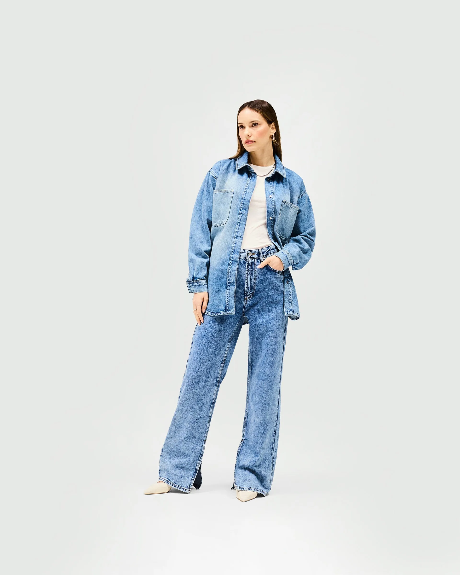 Denim Overshirt - Washed Blue