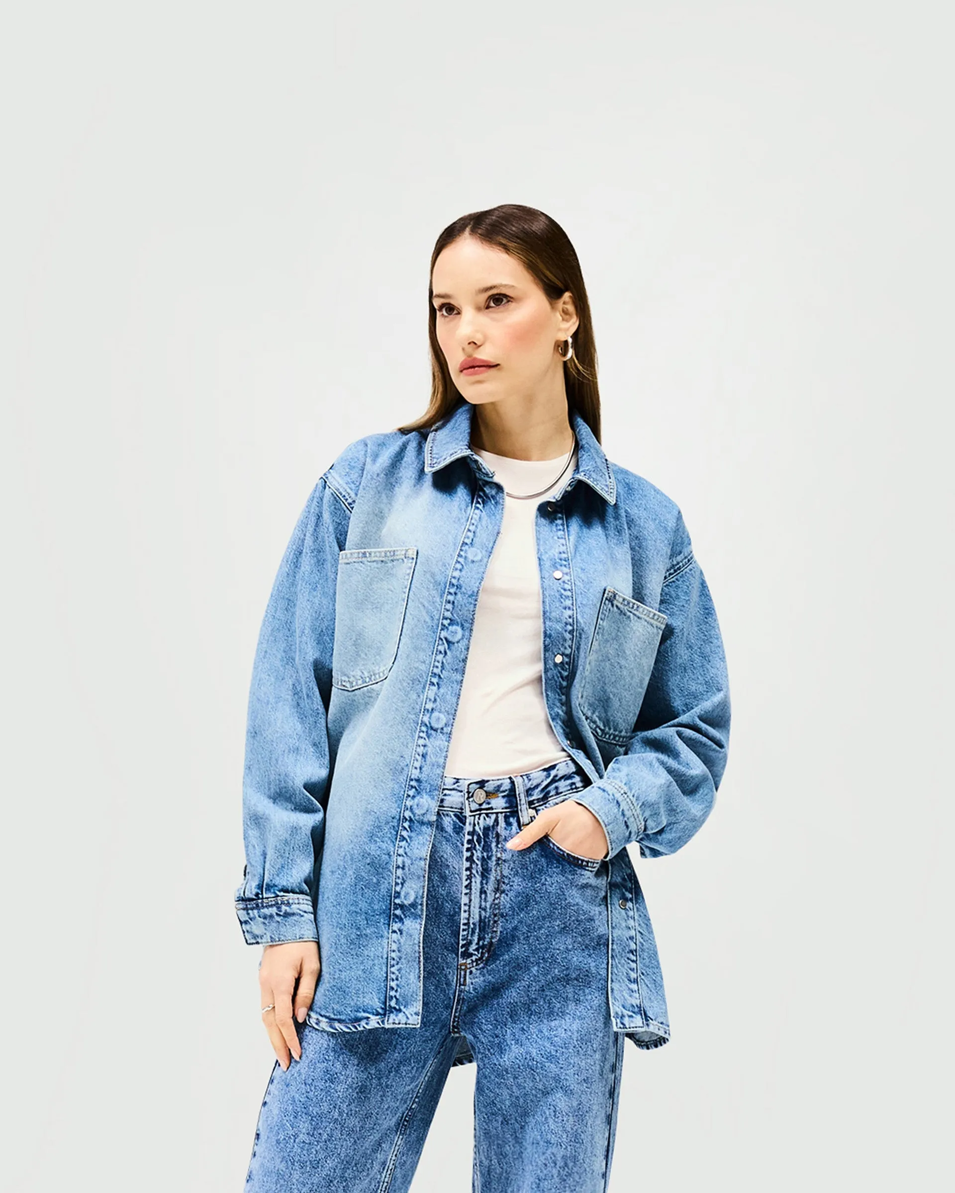 Denim Overshirt - Washed Blue