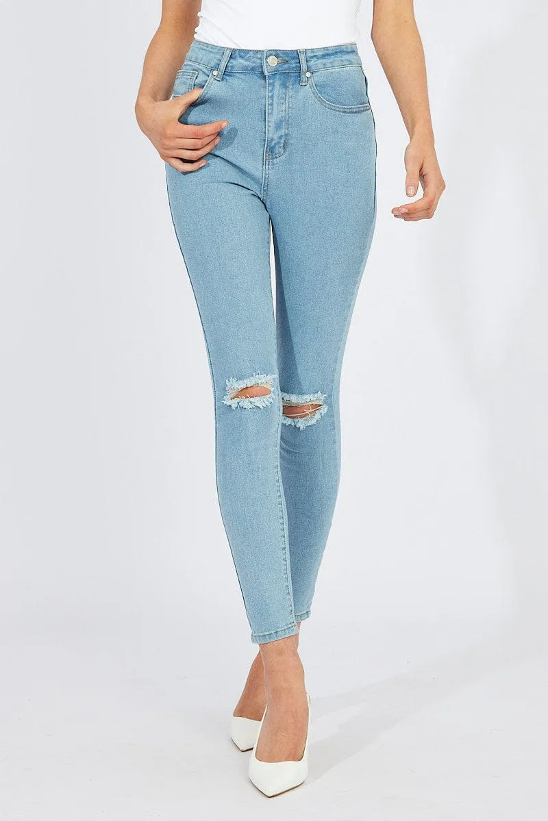 Denim Skinny Jeans Ripped