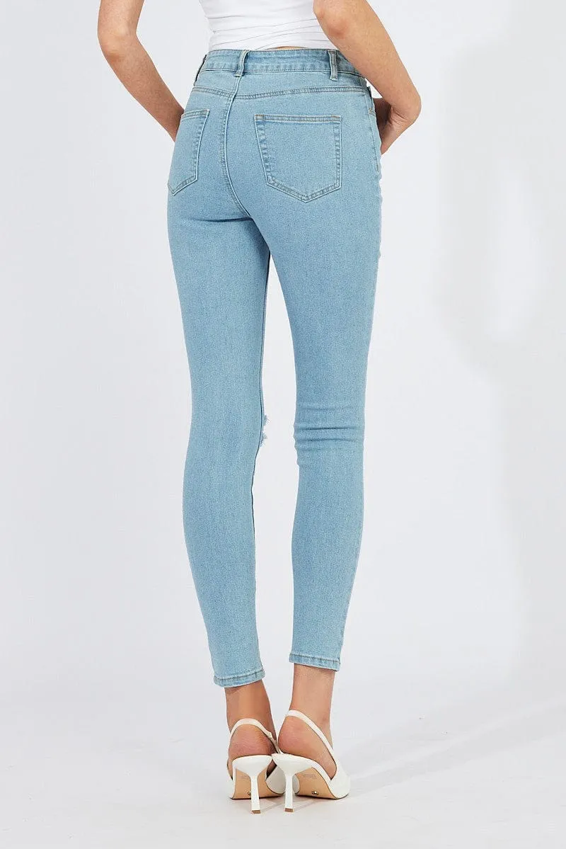 Denim Skinny Jeans Ripped