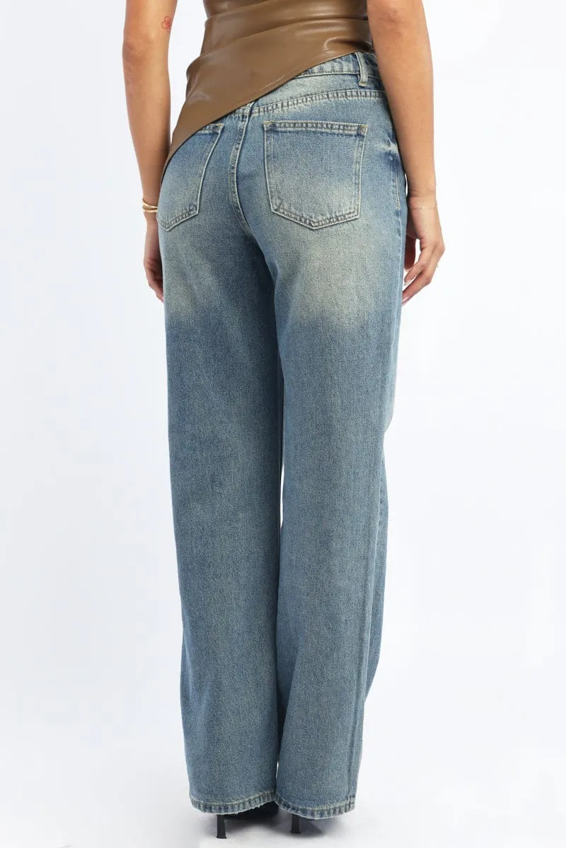Denim Straight Jeans High Rise