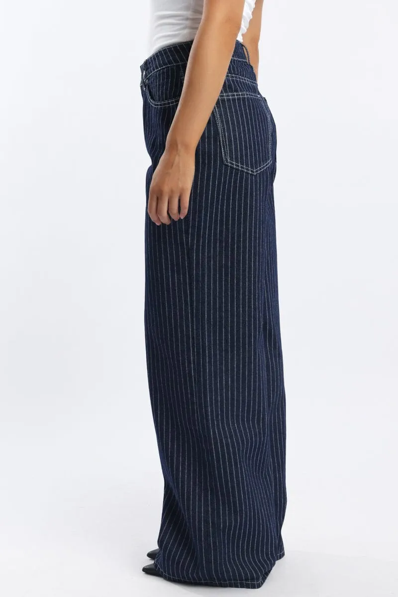 Denim Wide Leg Jeans Mid Rise