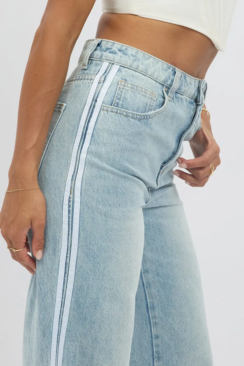 Denim Wide Leg Jeans Ribbon detail