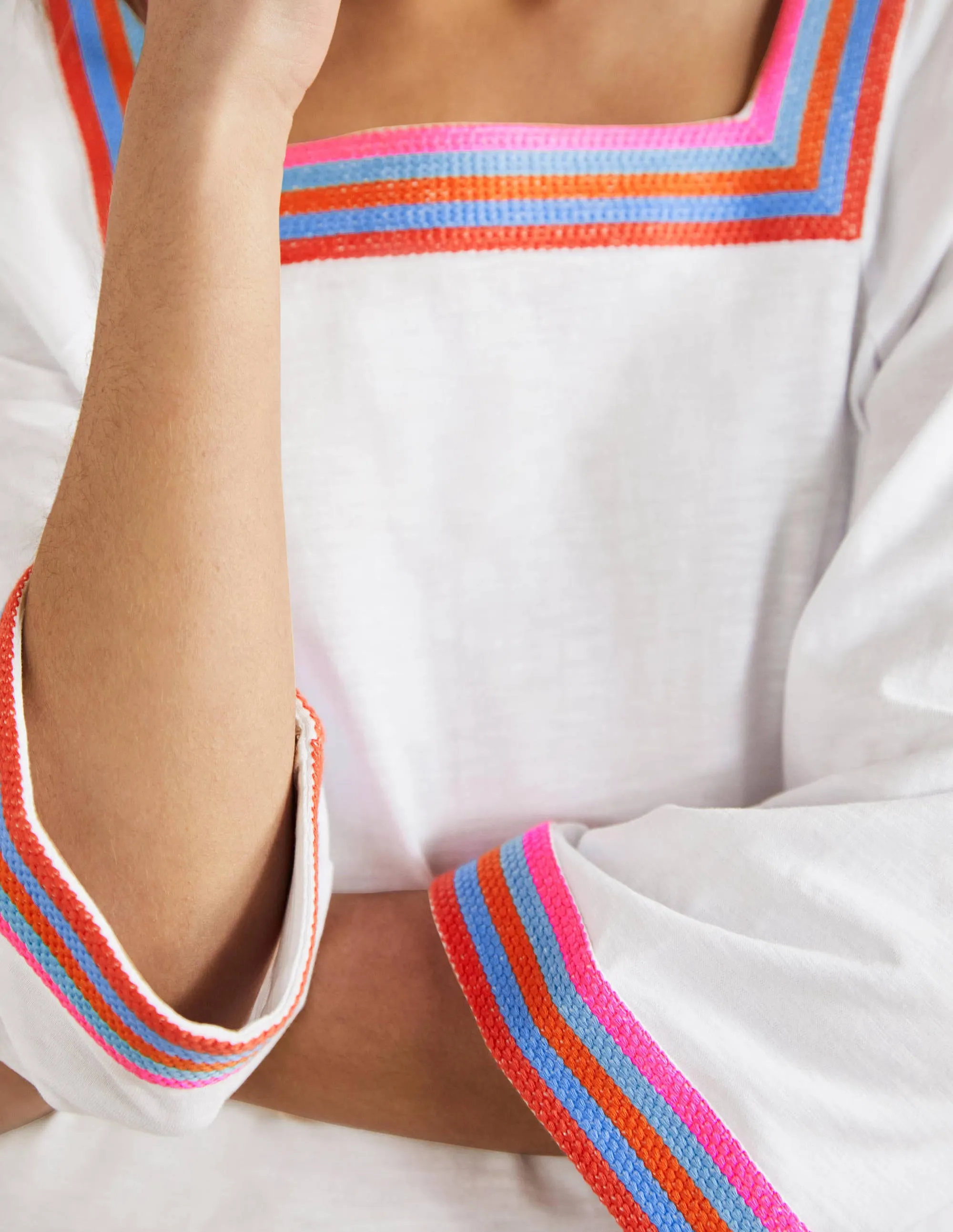 Embroidered Jersey Tunic-White